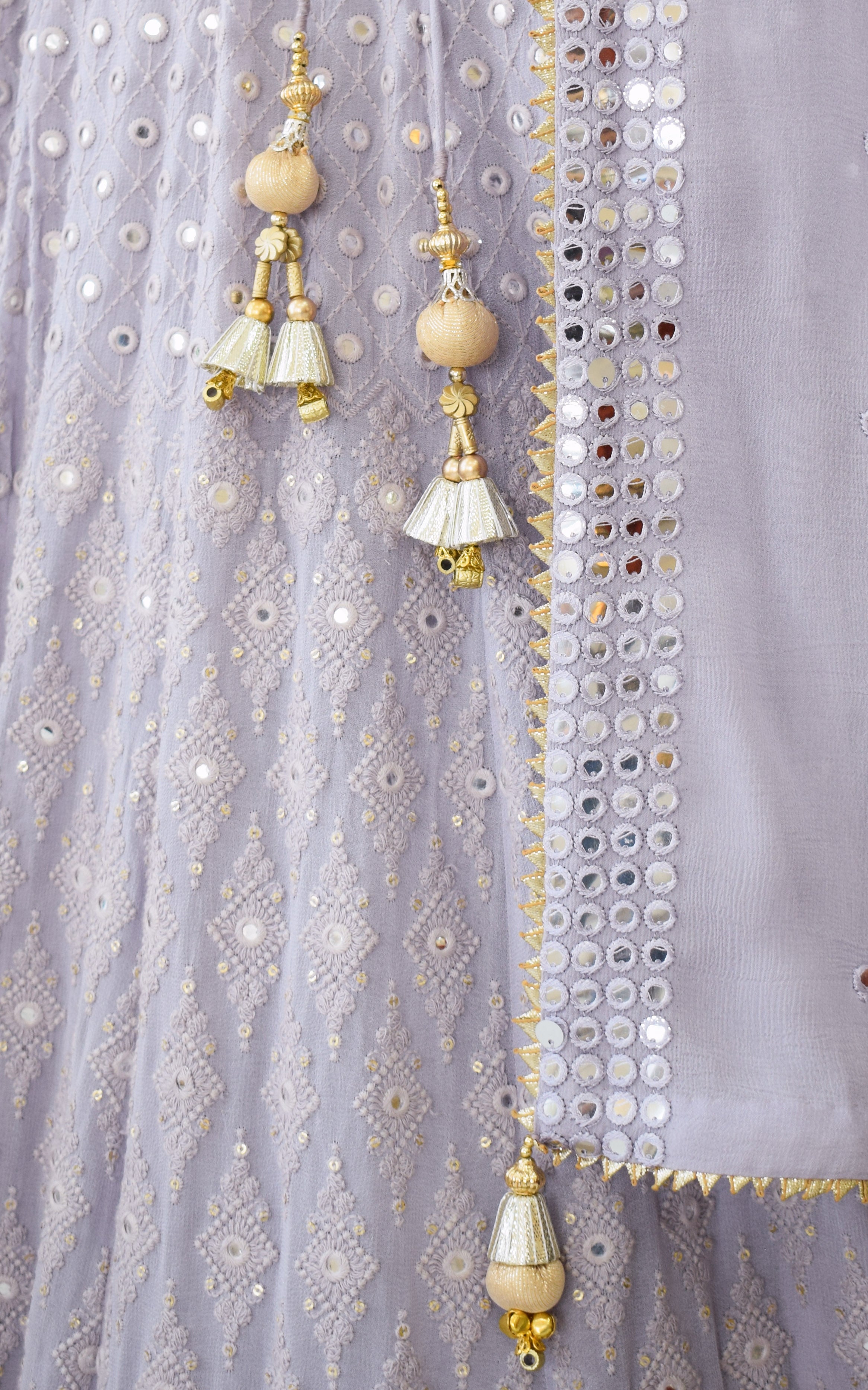 Periwinkle Blue Mirrorwork Lehenga