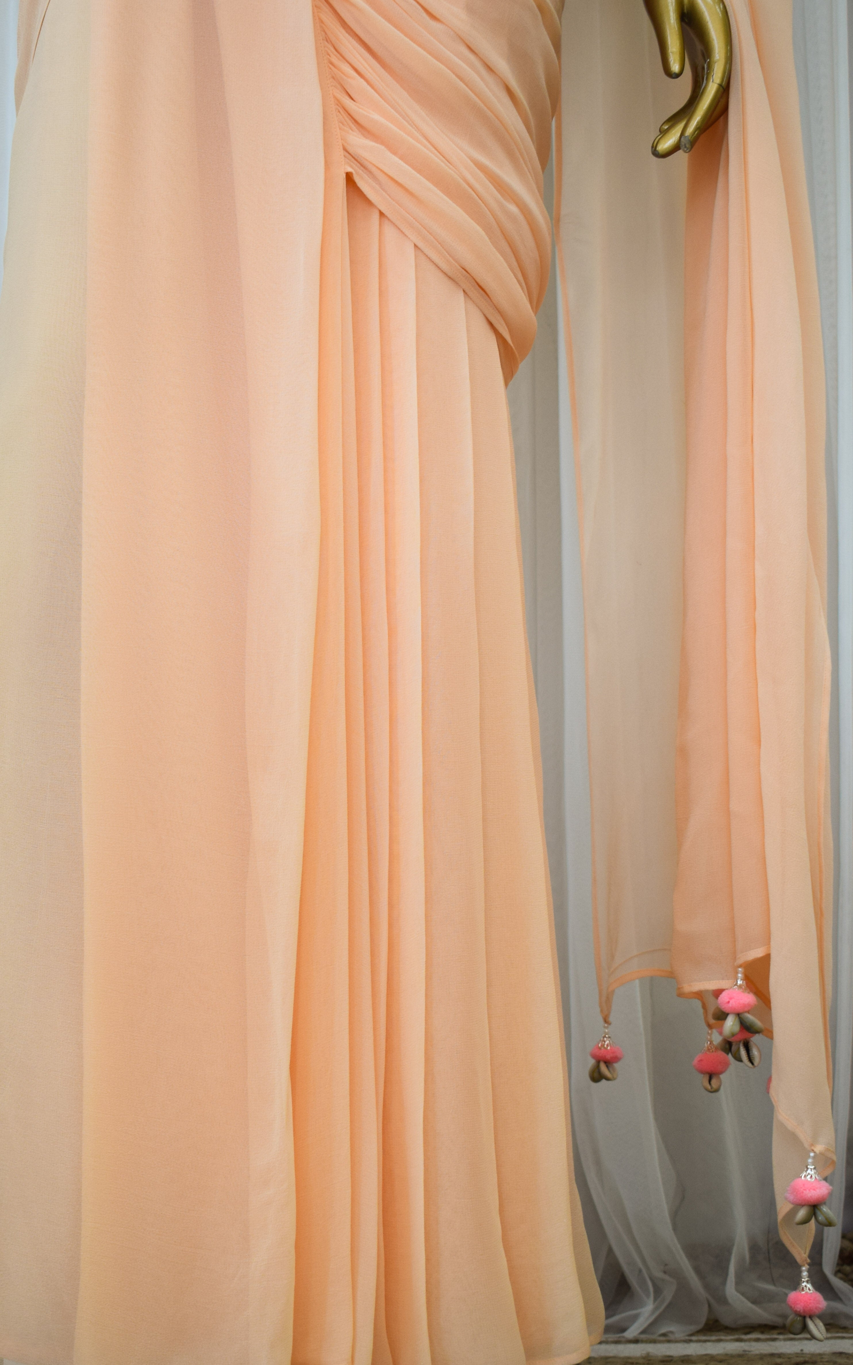 Melon Gota Patti Pre-Stitched Saree