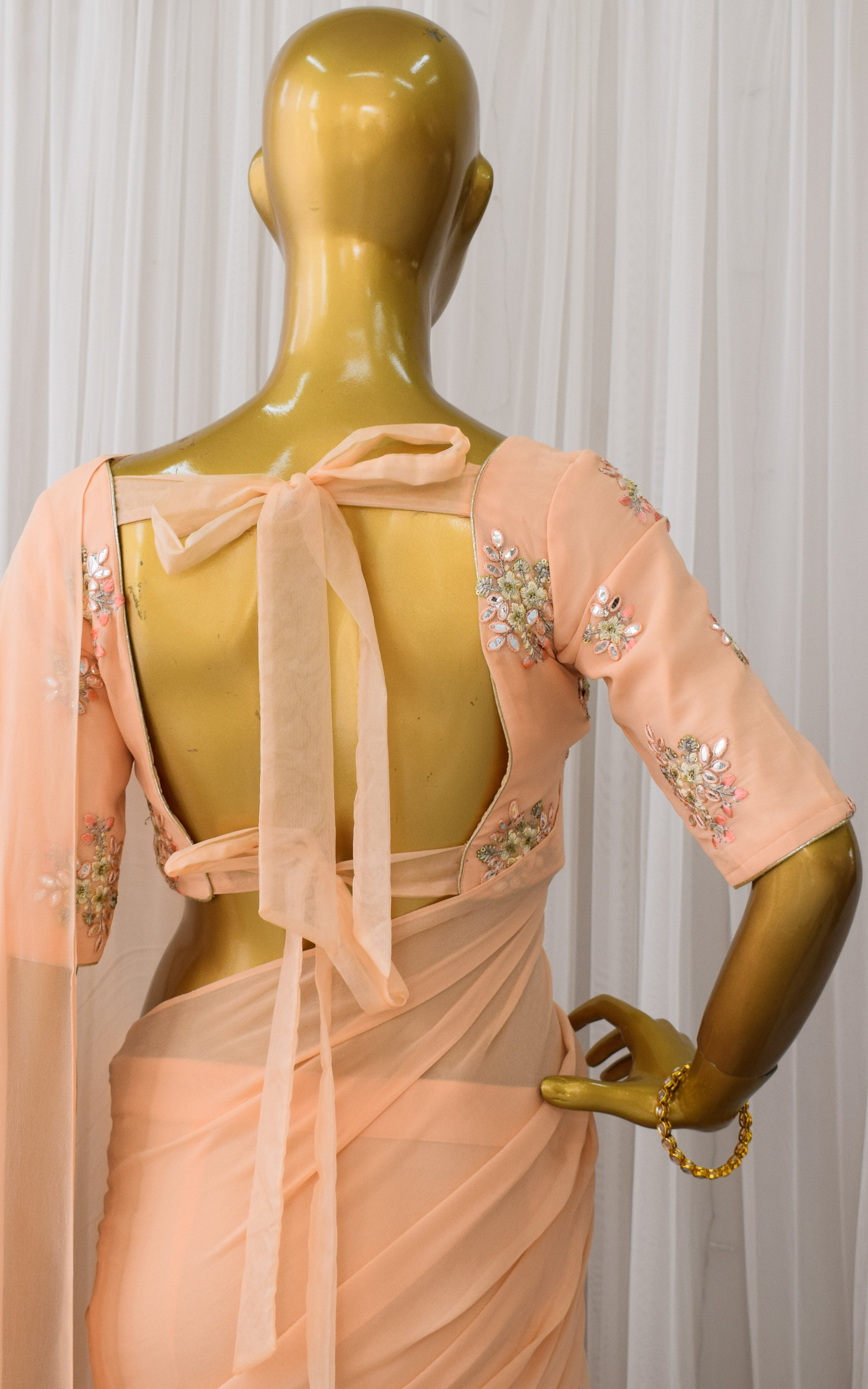 Melon Gota Patti Pre-Stitched Saree