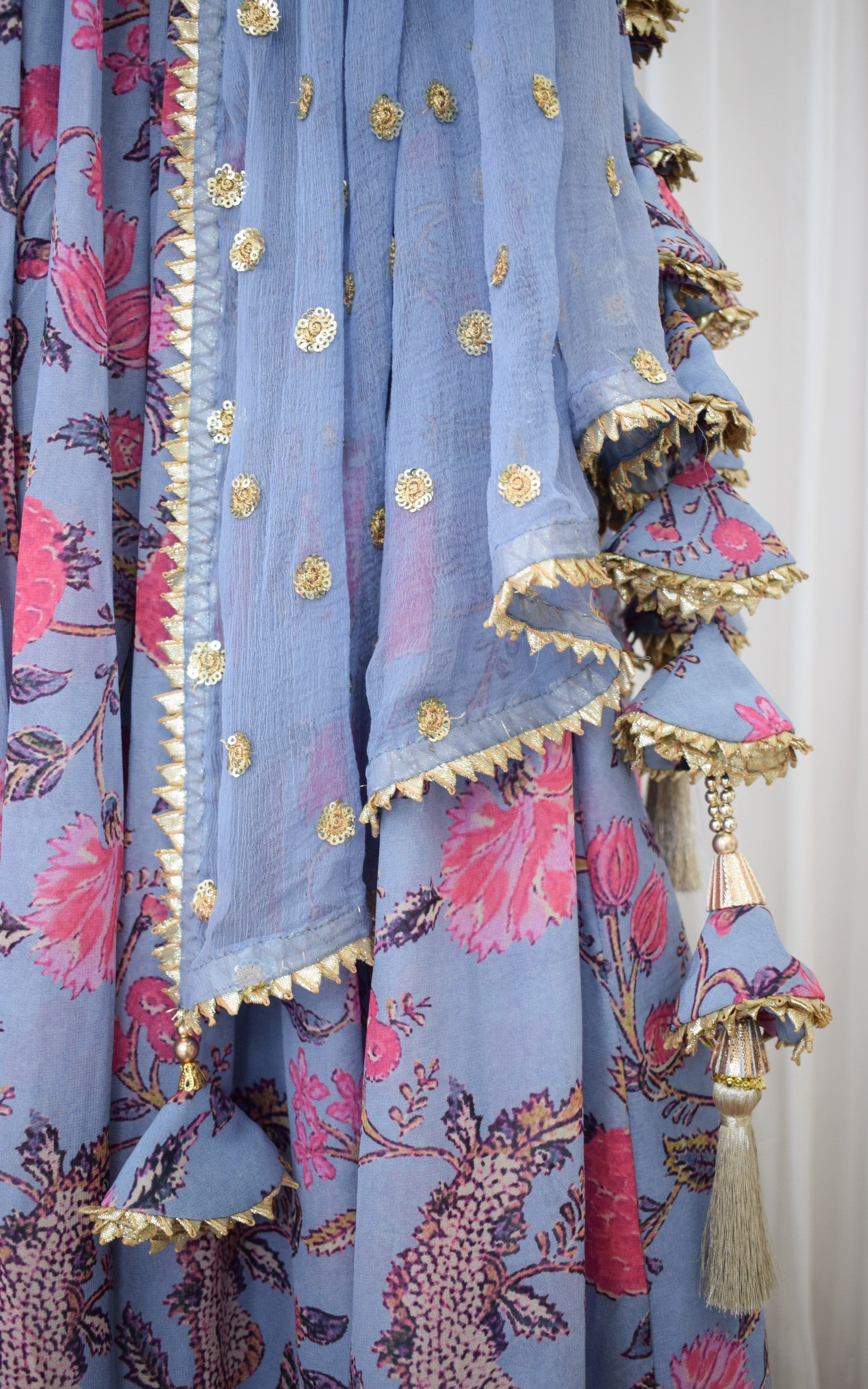 Vishakha Grey Handwork Printed Georgette Lehenga