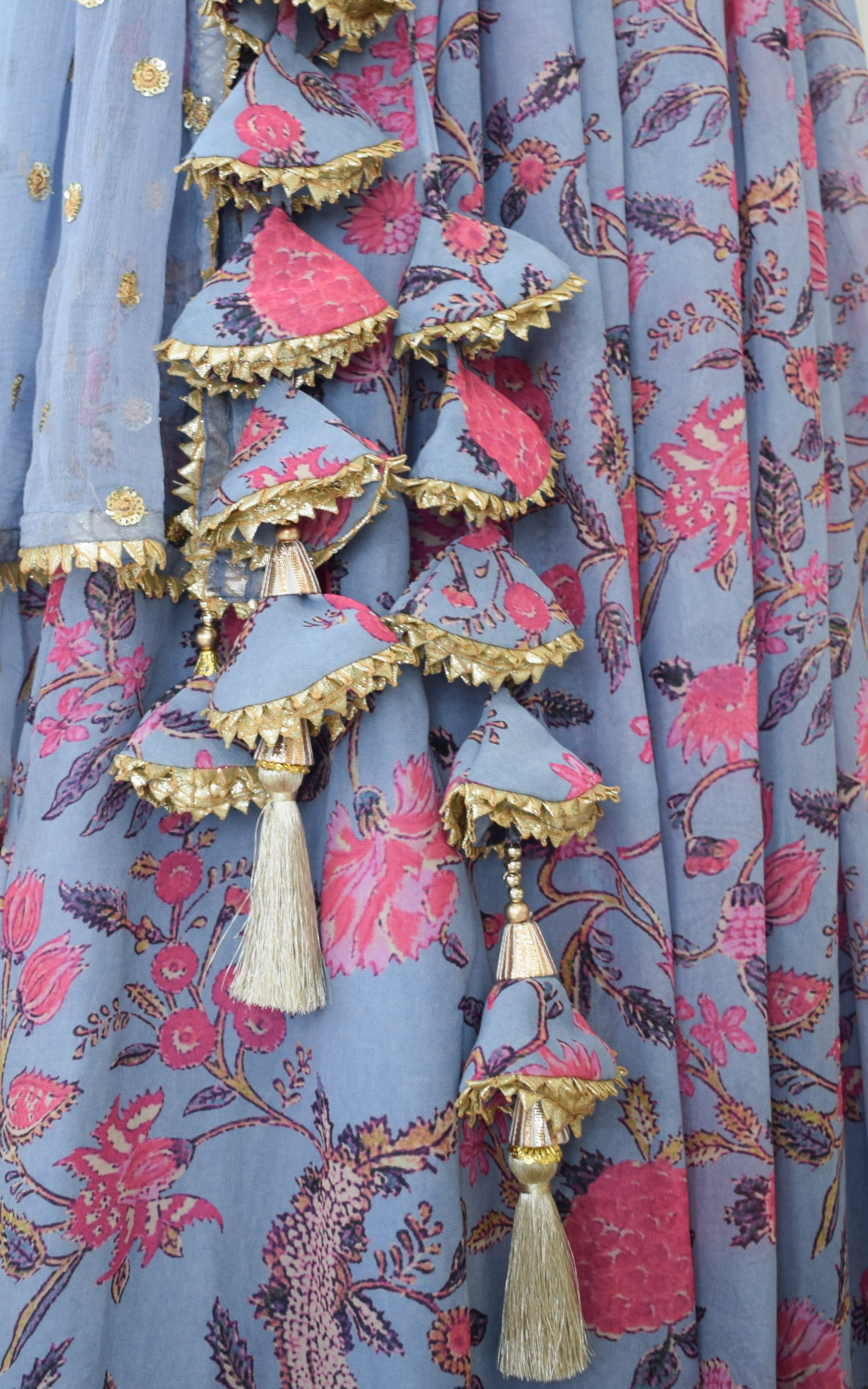 Vishakha Grey Handwork Printed Georgette Lehenga