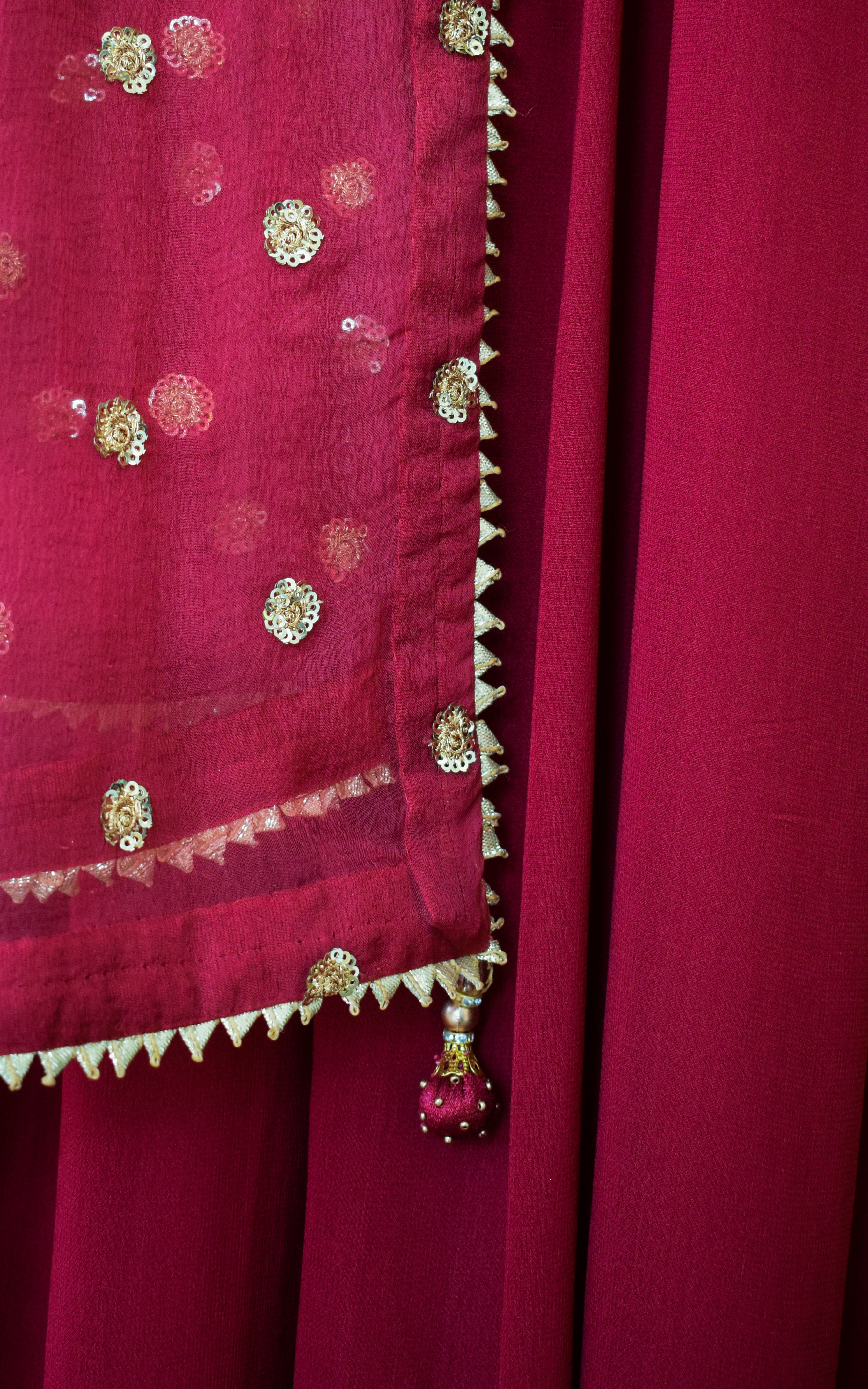 Burgundy Anarkali with Embellished Belt