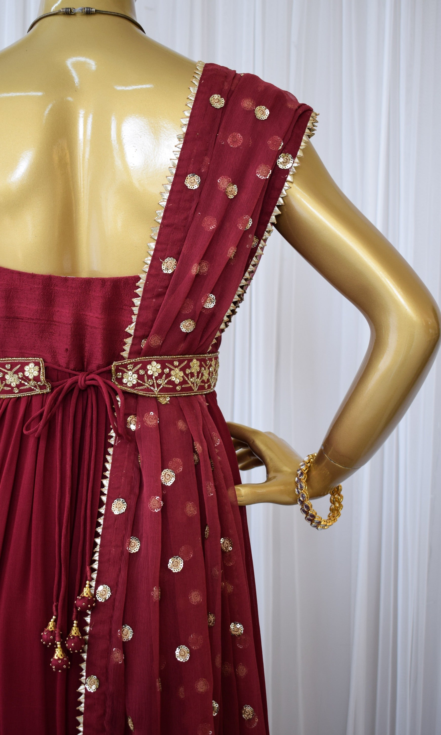 Burgundy Anarkali with Embellished Belt