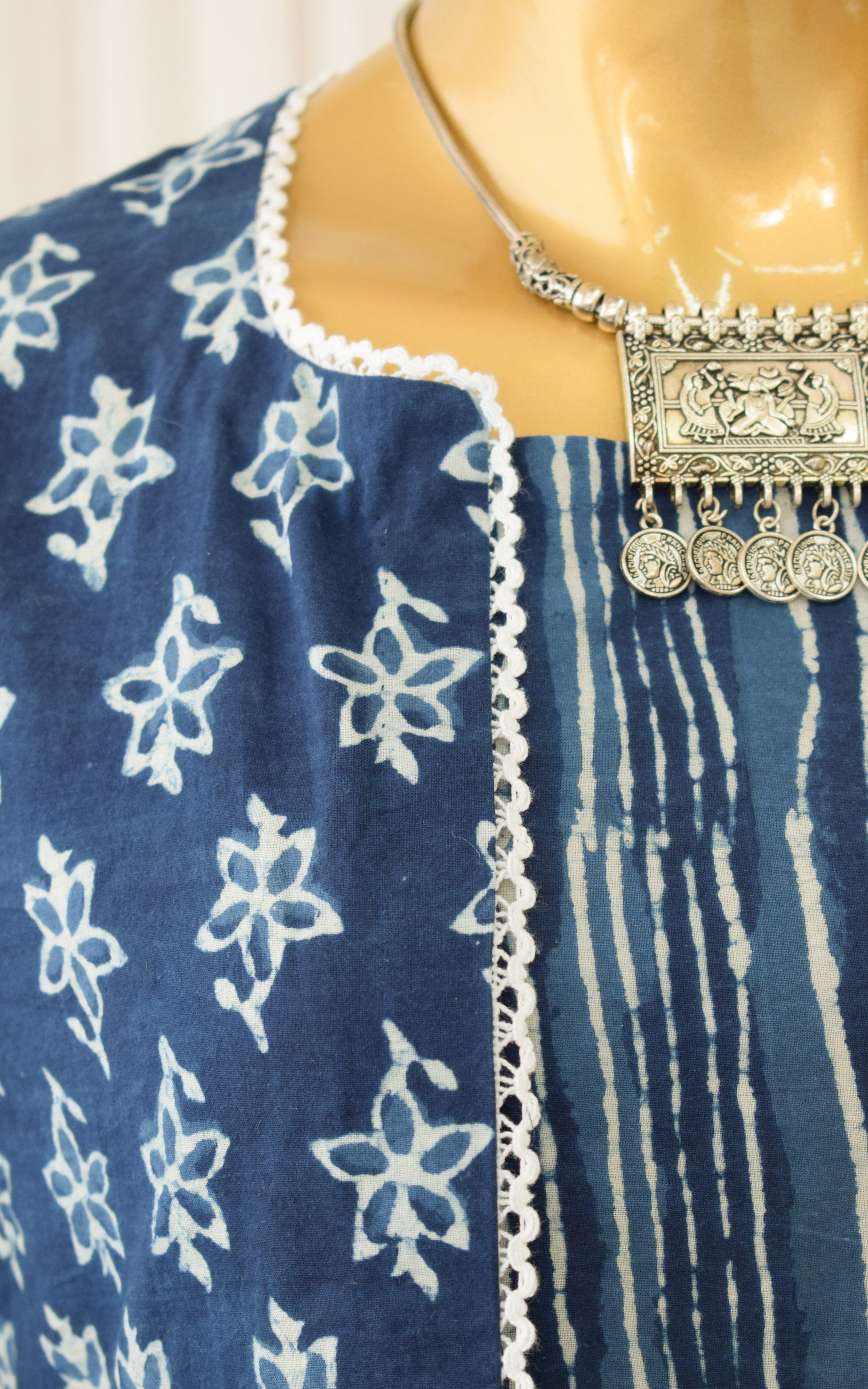 Indigo Kurta Jacket with Cotton Dress