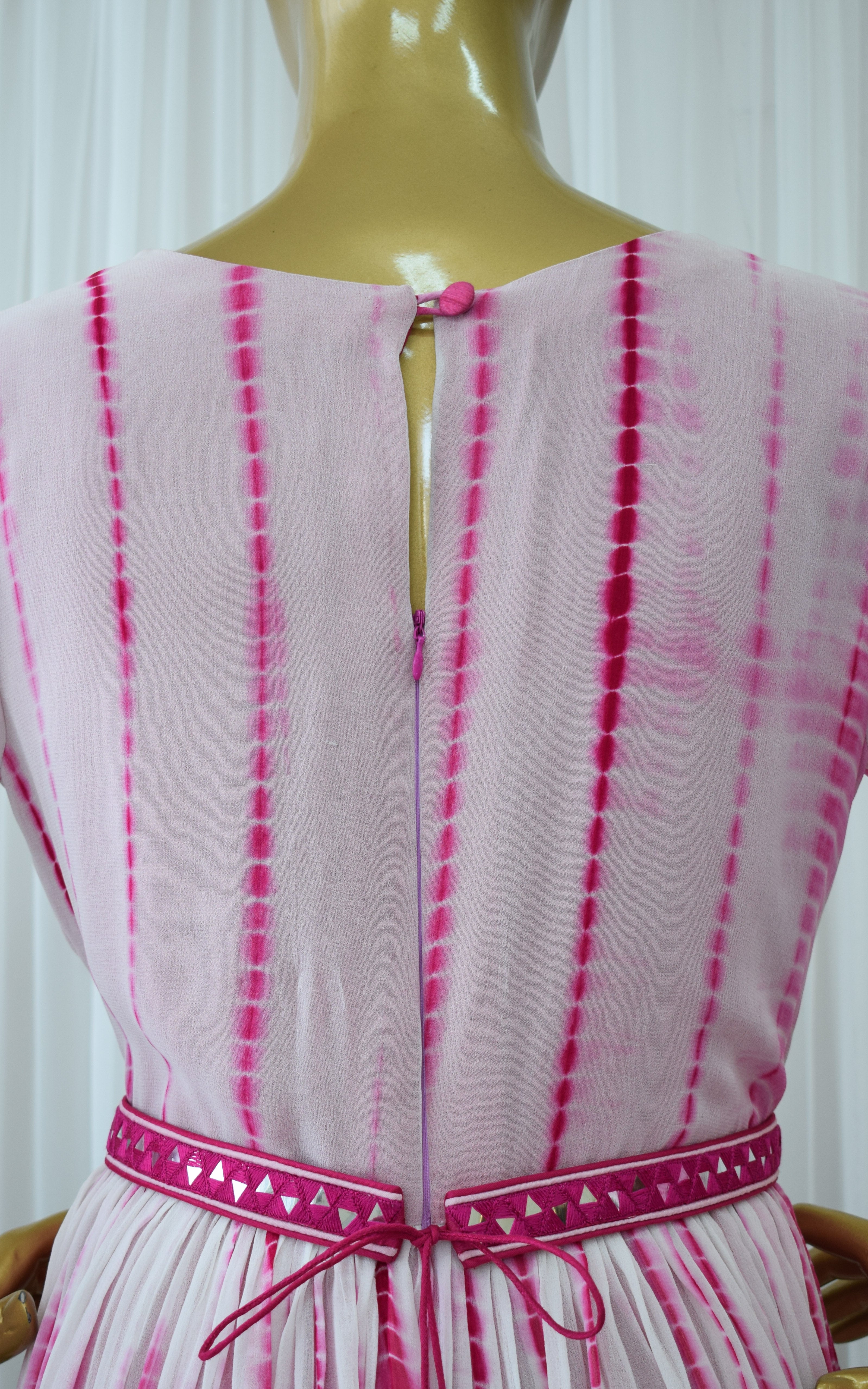 Pink & White Shibori Mirrorwork Jumpsuit