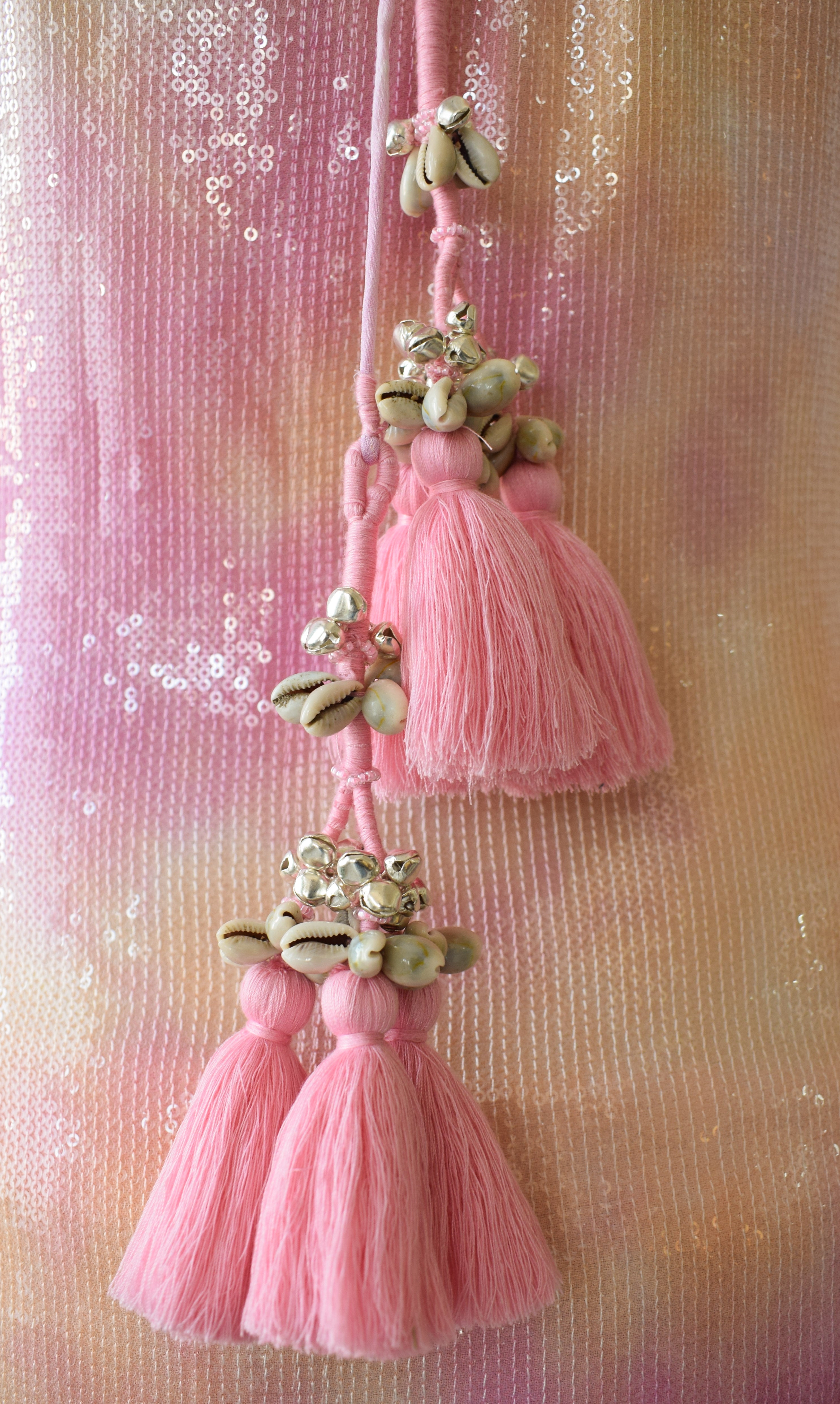 Shreeja Cream & Pink Sequinned Shibori Sharara Set