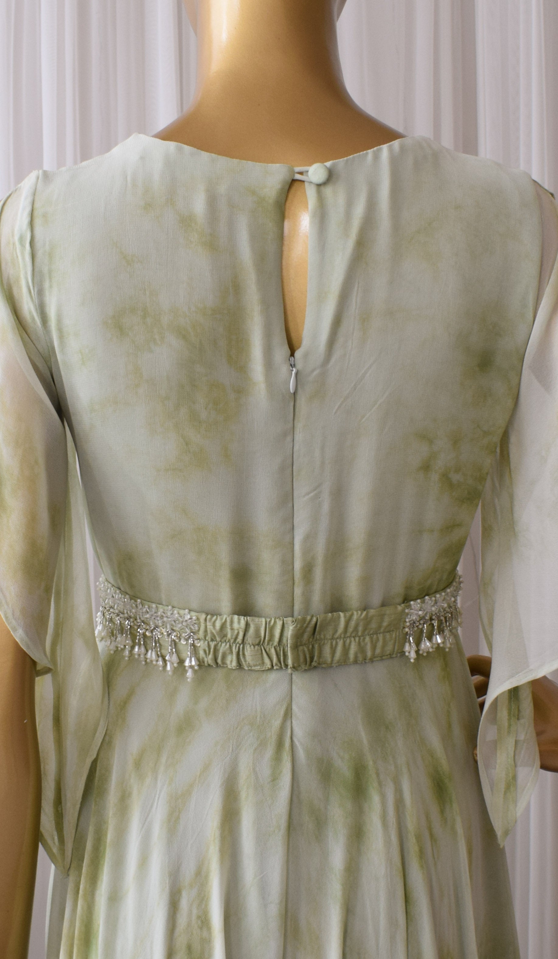 Sage Green Shibori Jumpsuit with Embellished Belt
