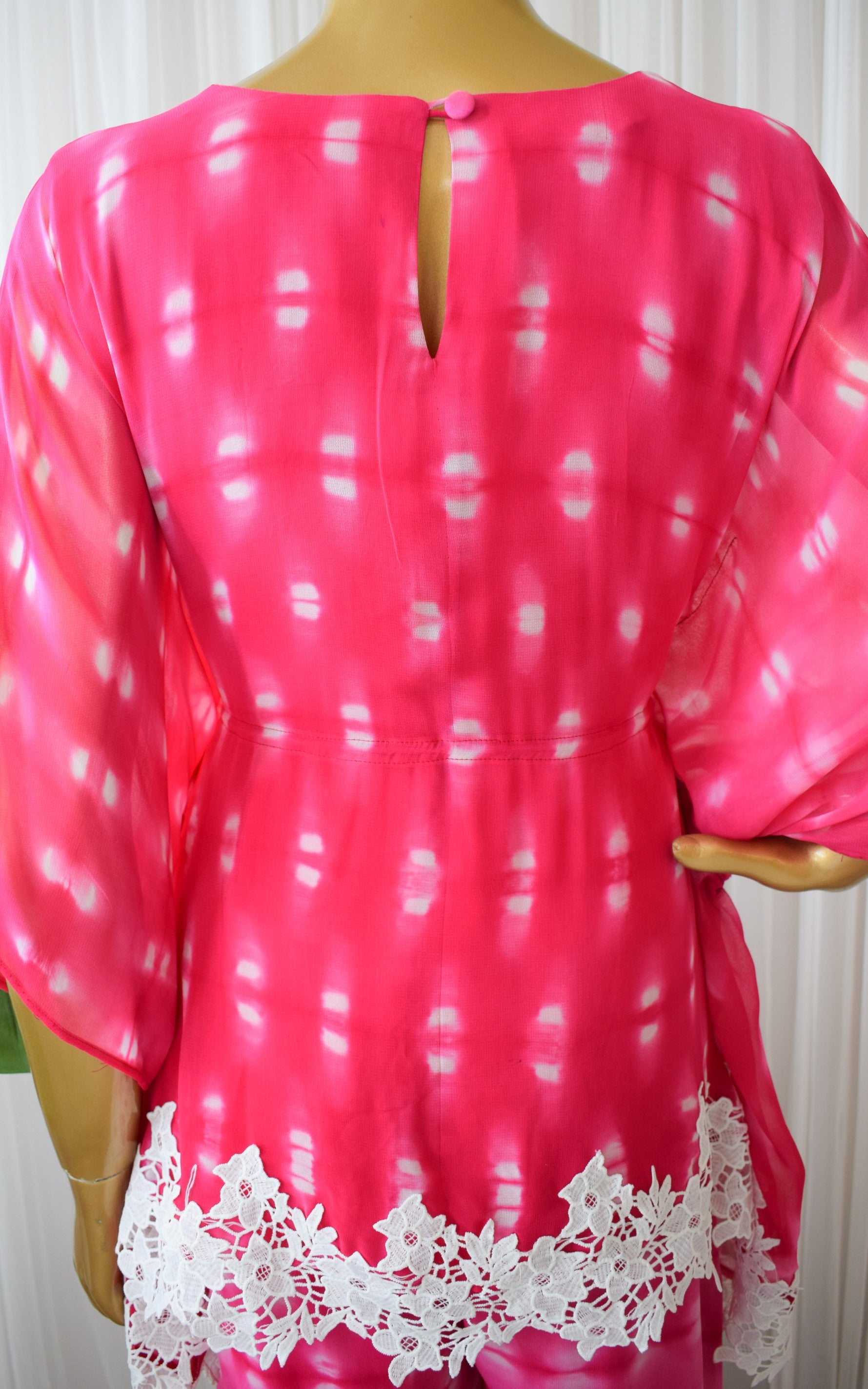 Pink Shibori Mirrorwork Kaftan Sharara Set