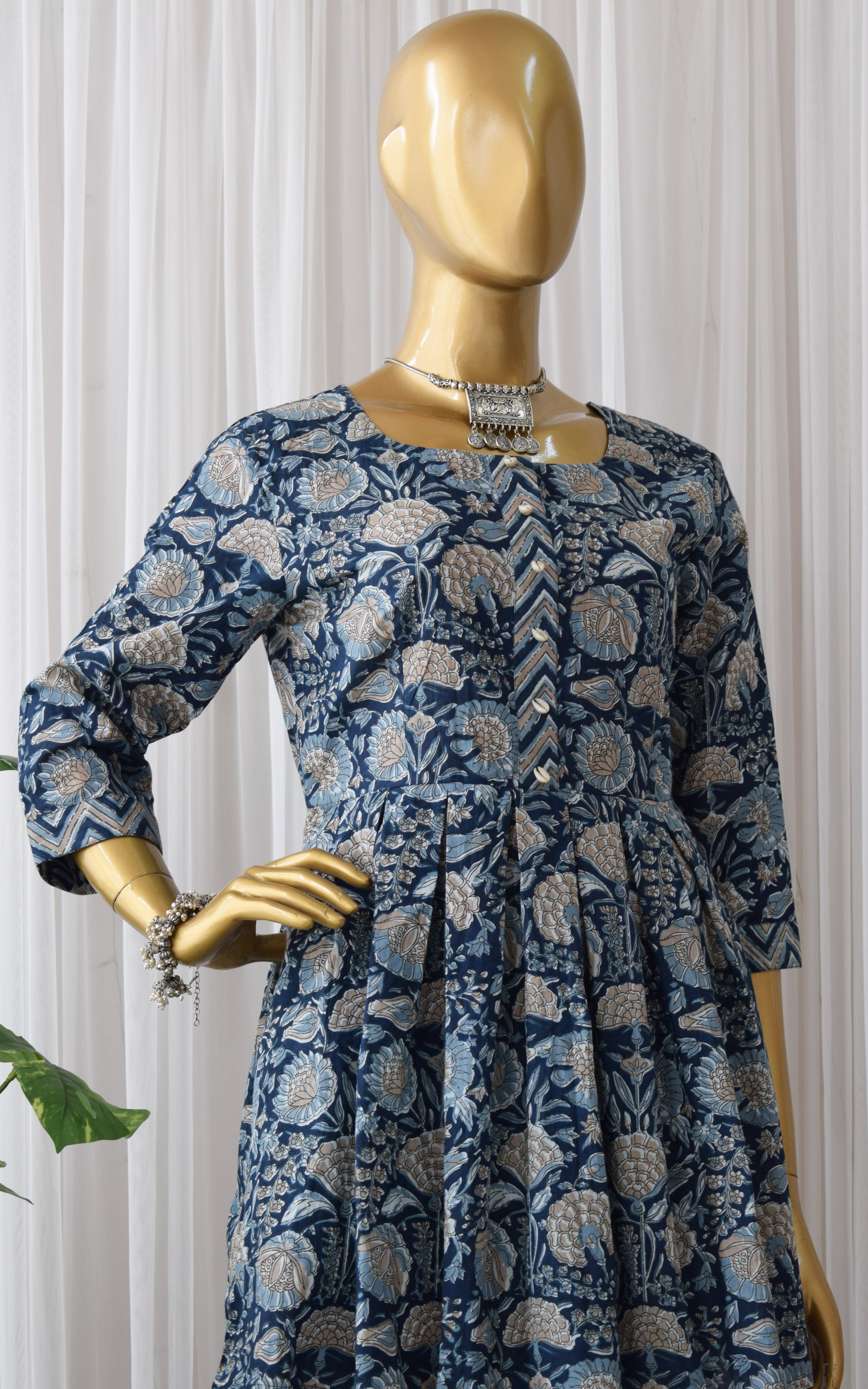 Midnight Blue Block Print Co-Ord Set