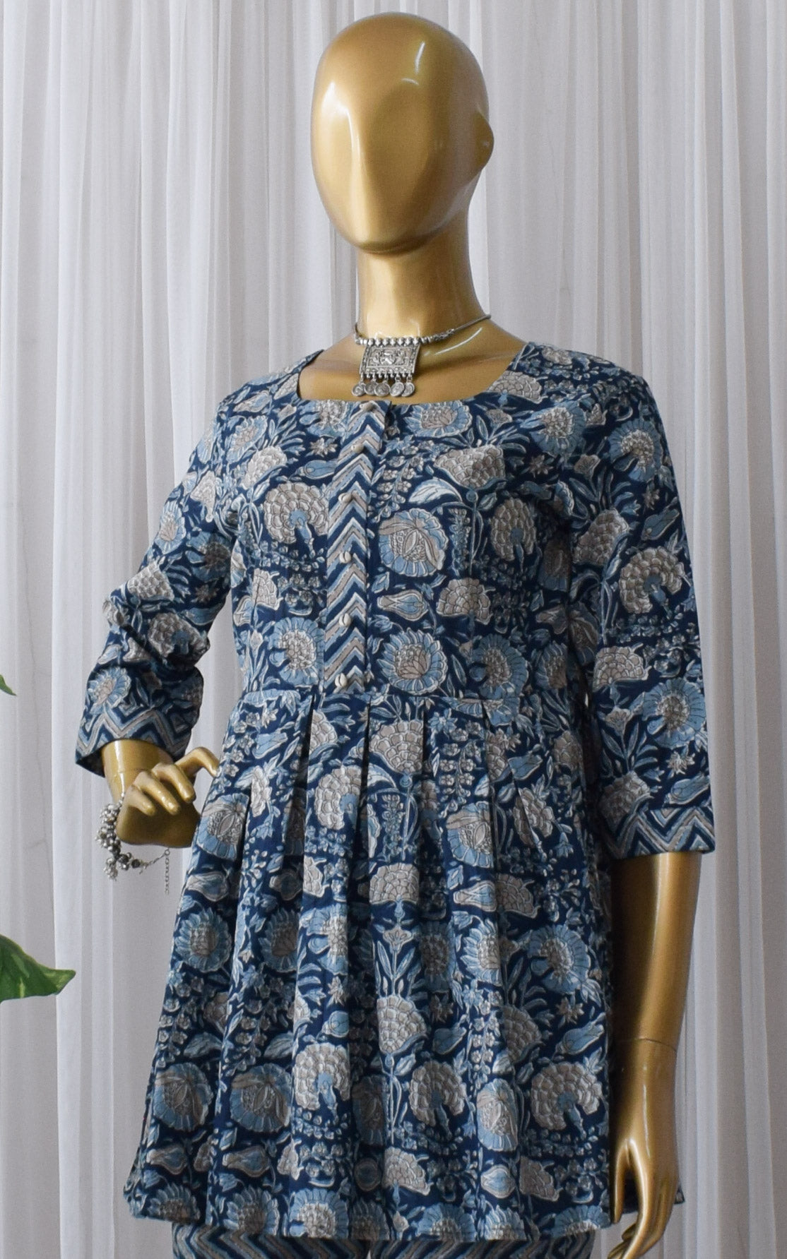 Midnight Blue Block Print Co-Ord Set