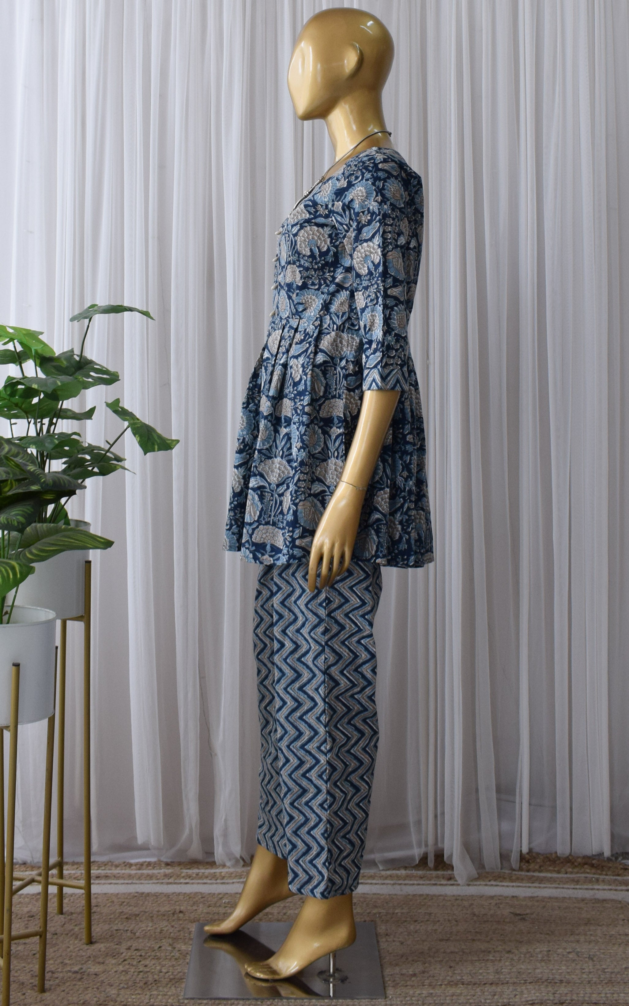 Midnight Blue Block Print Co-Ord Set