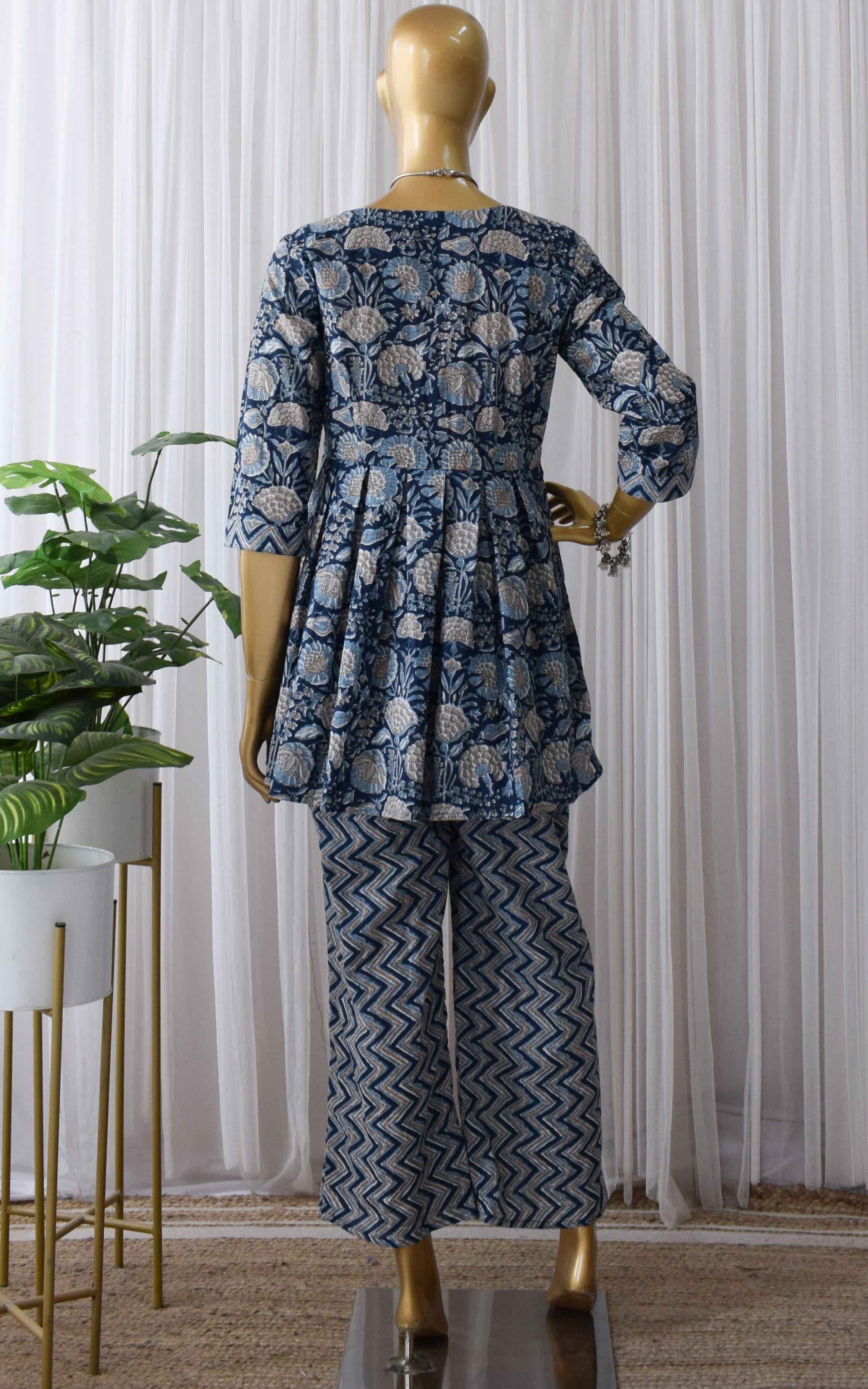 Midnight Blue Block Print Co-Ord Set