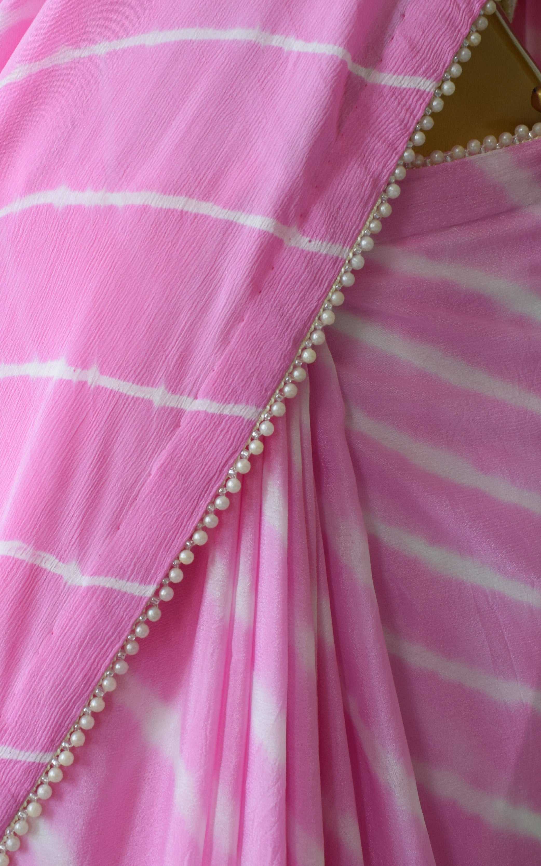 Light Pink Leheriya Saree