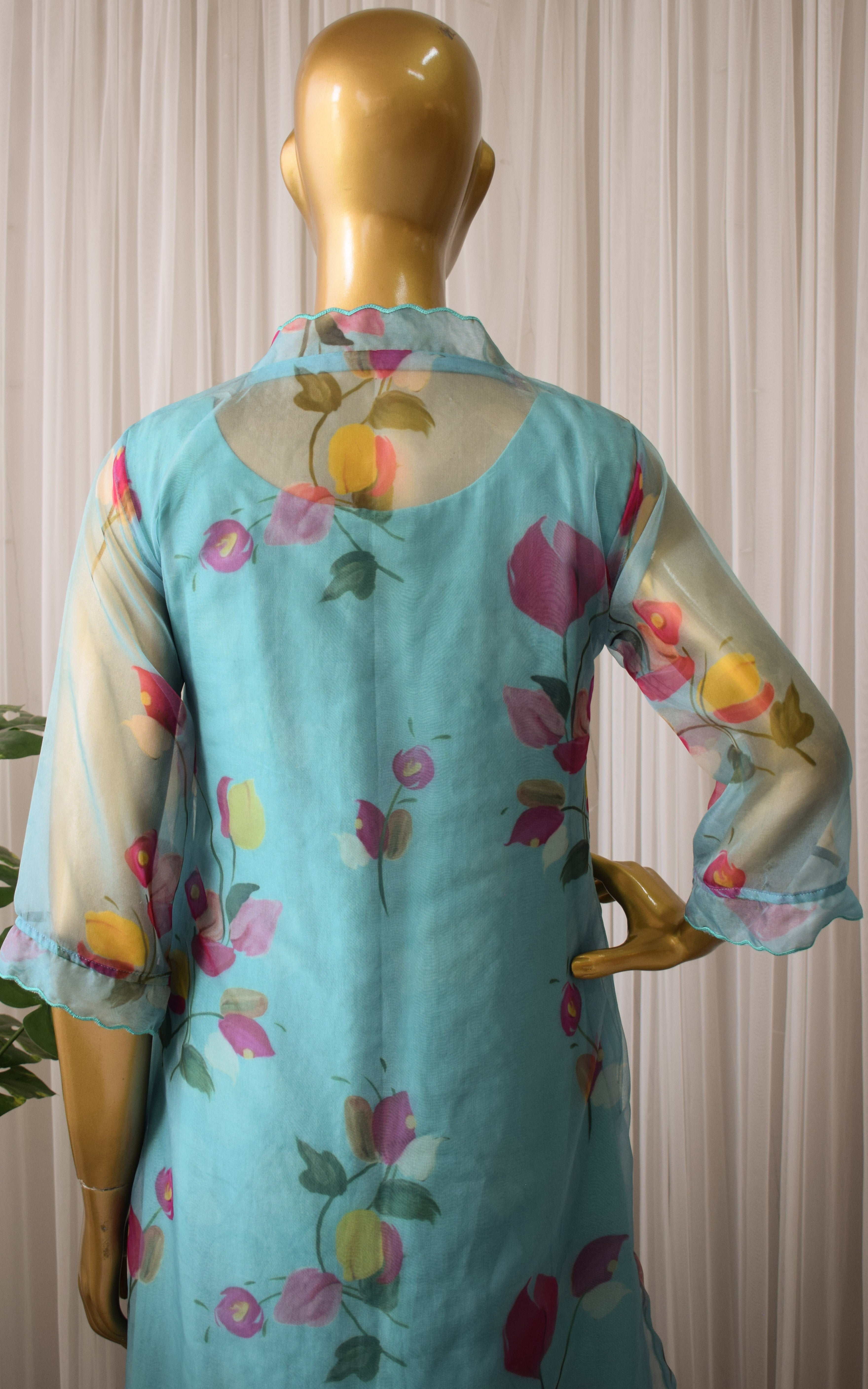 Tiffany Blue Organza Jacket-Kurta Set