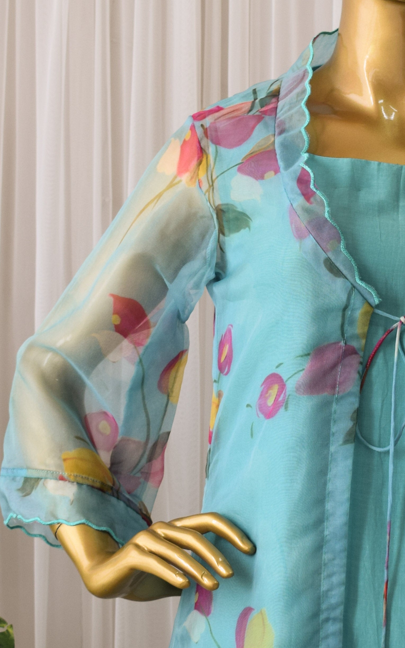 Tiffany Blue Organza Jacket-Kurta Set