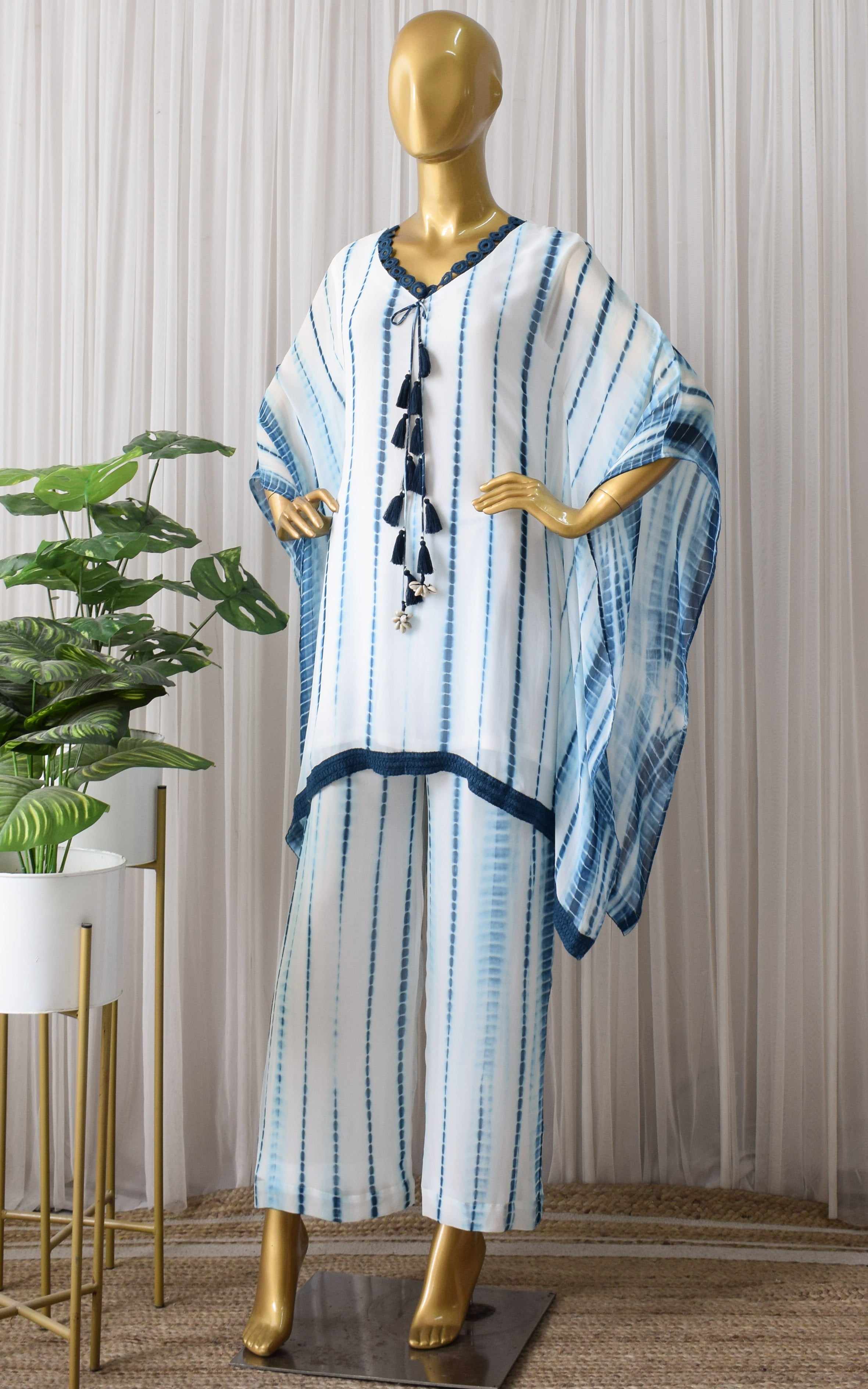 Megha Navy Shibori Kaftan Co-ord Set
