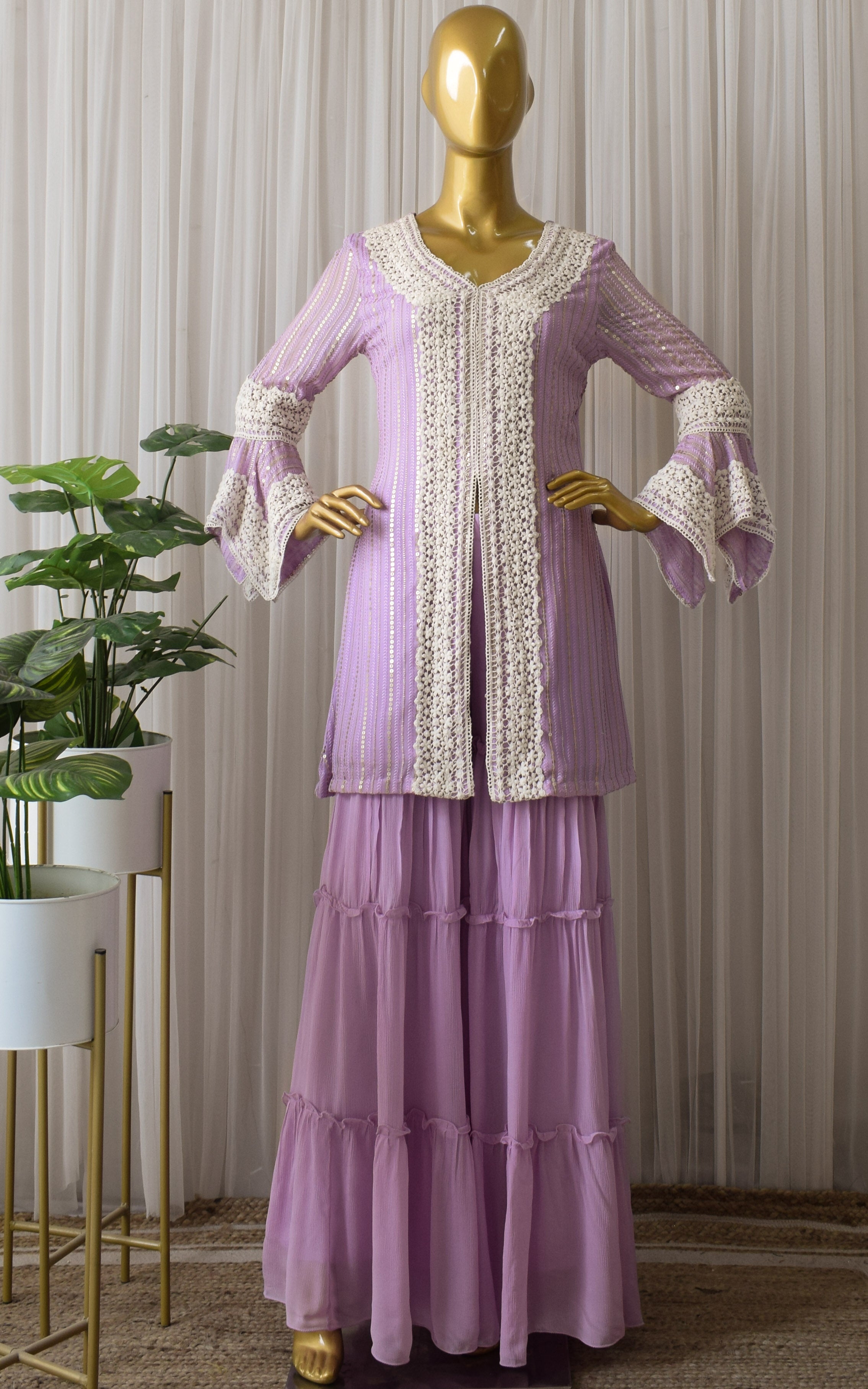 Lilac Sequin Tunic & Sharara Set