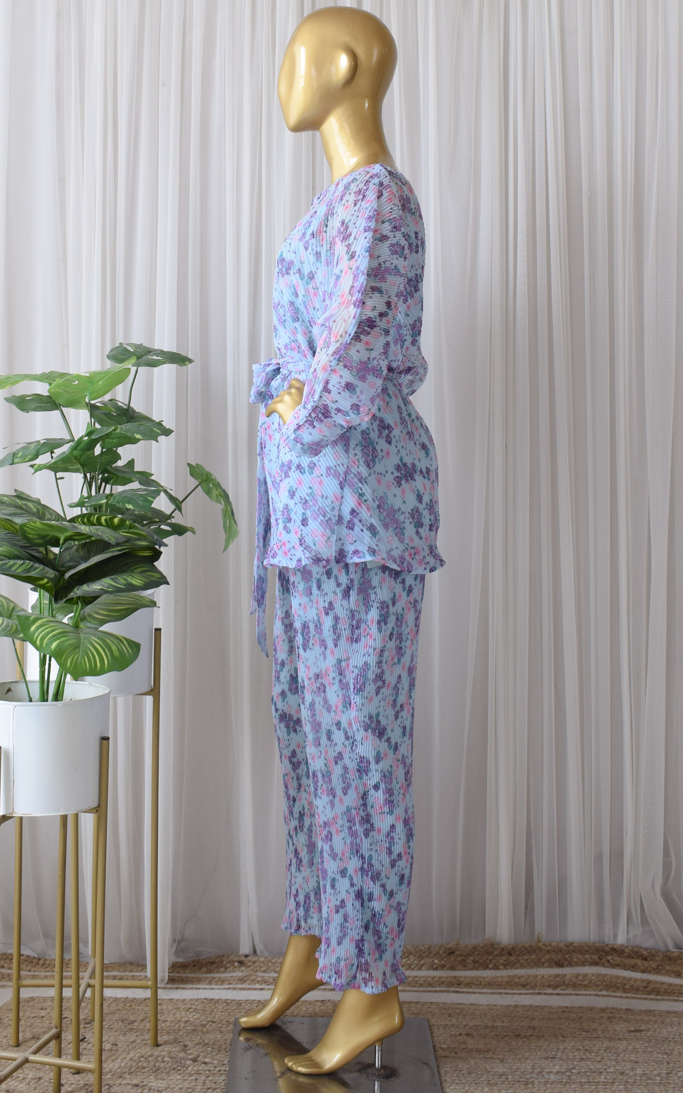 Lavender Floral Pleated Co-ord Set