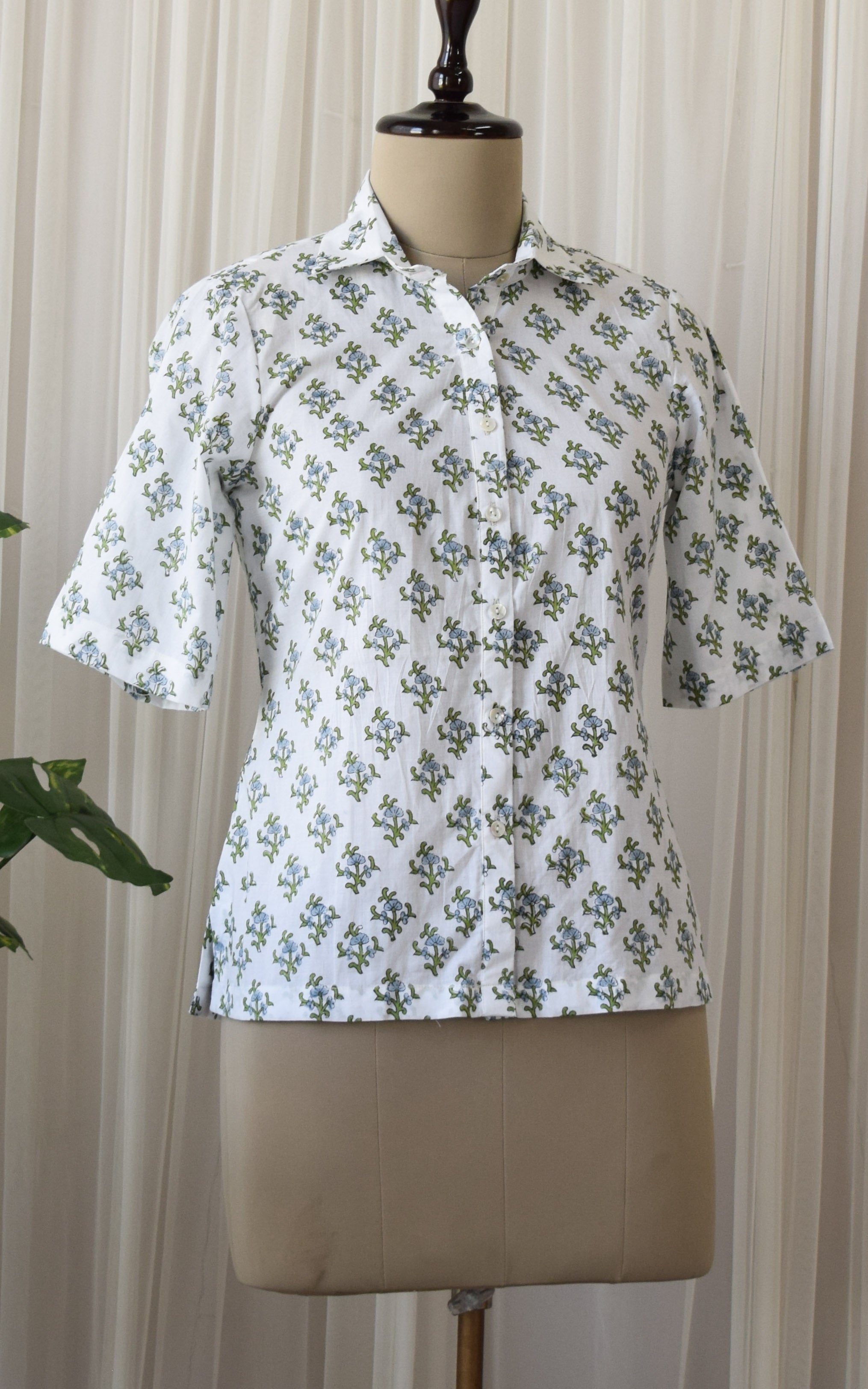 White Booti Print Boxy Shirt