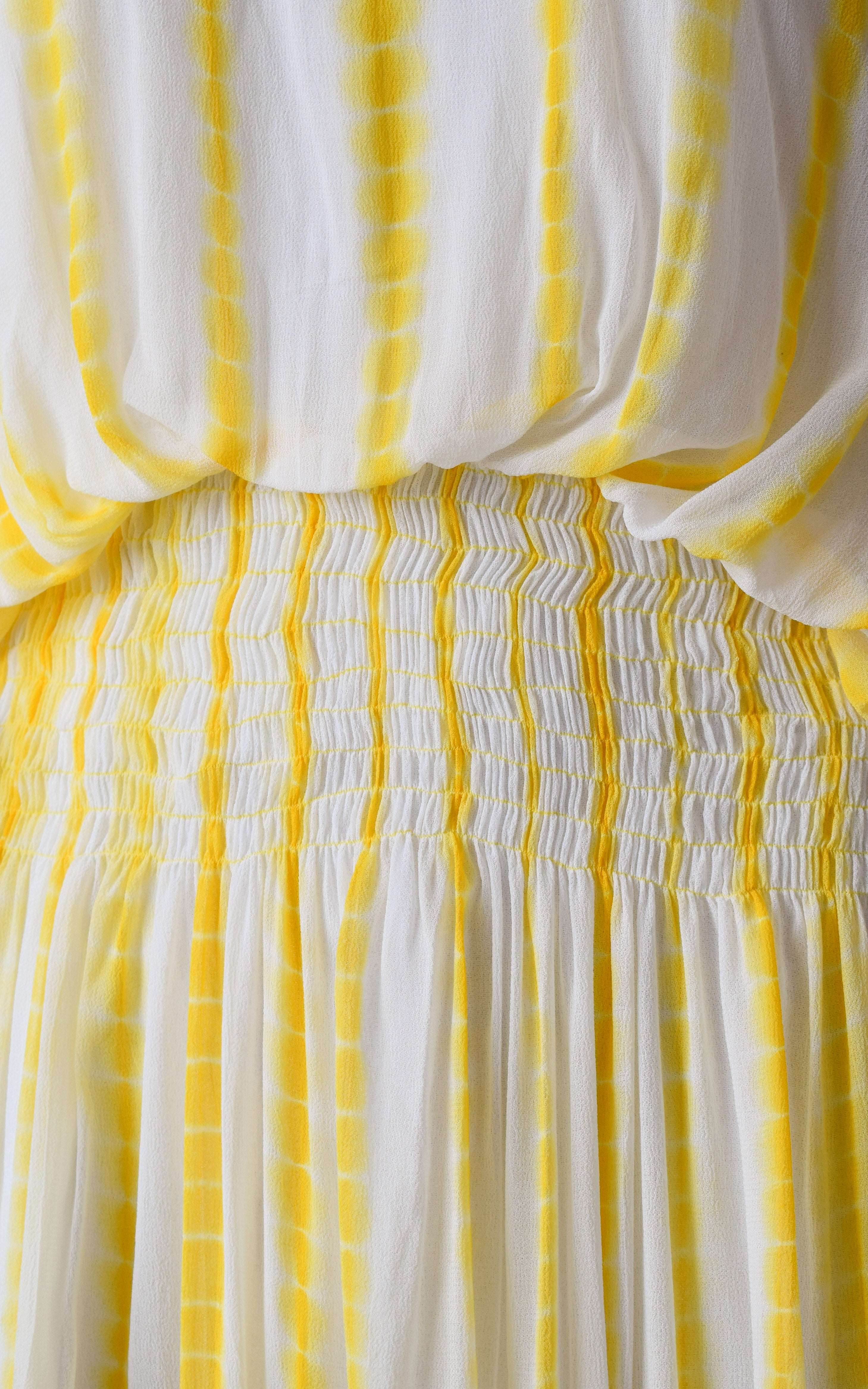 Yellow Shibori Tie-Dye Kaftan Maxi Dress
