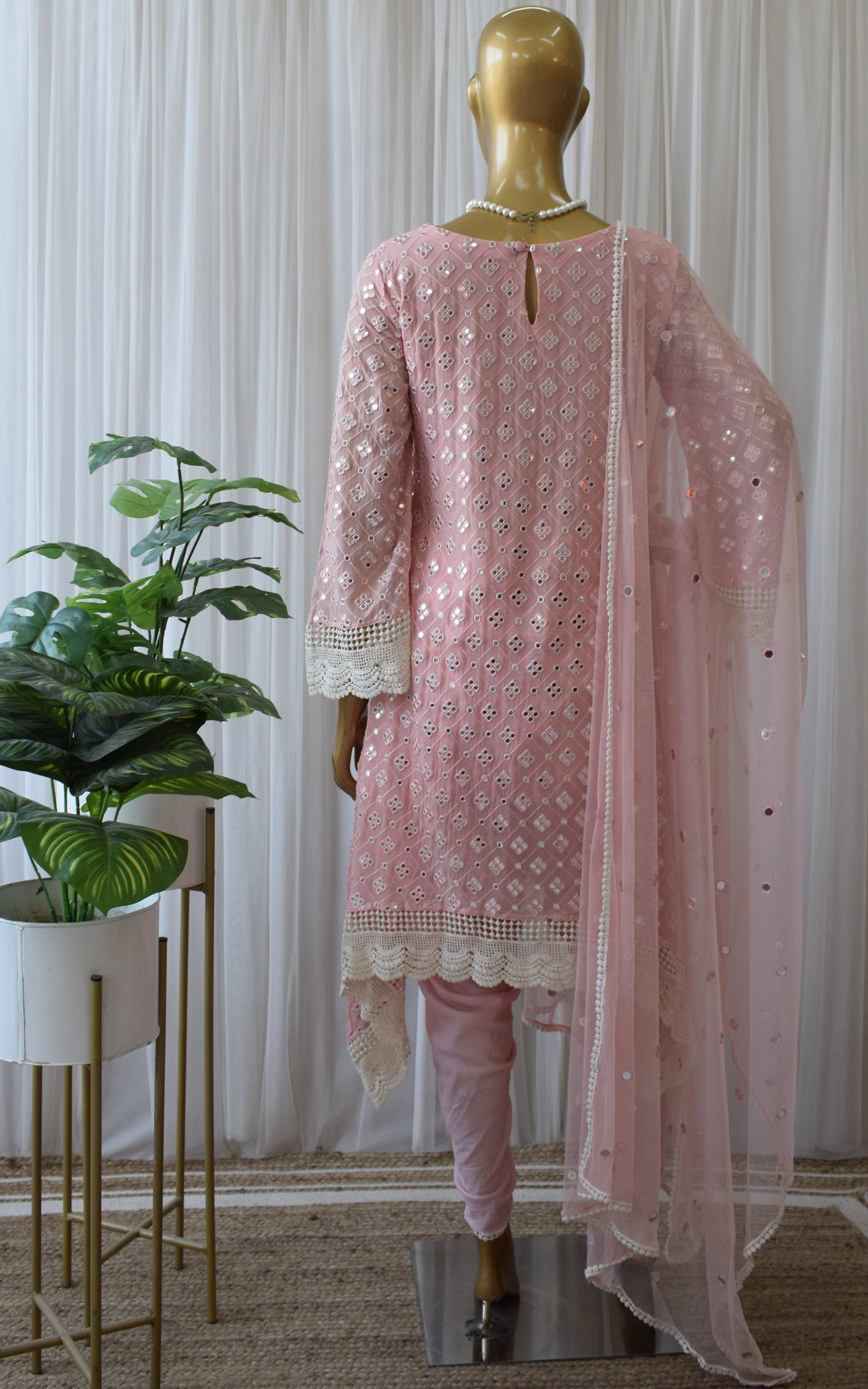 Blush Mirrorwork Kurta With Dhoti Pant