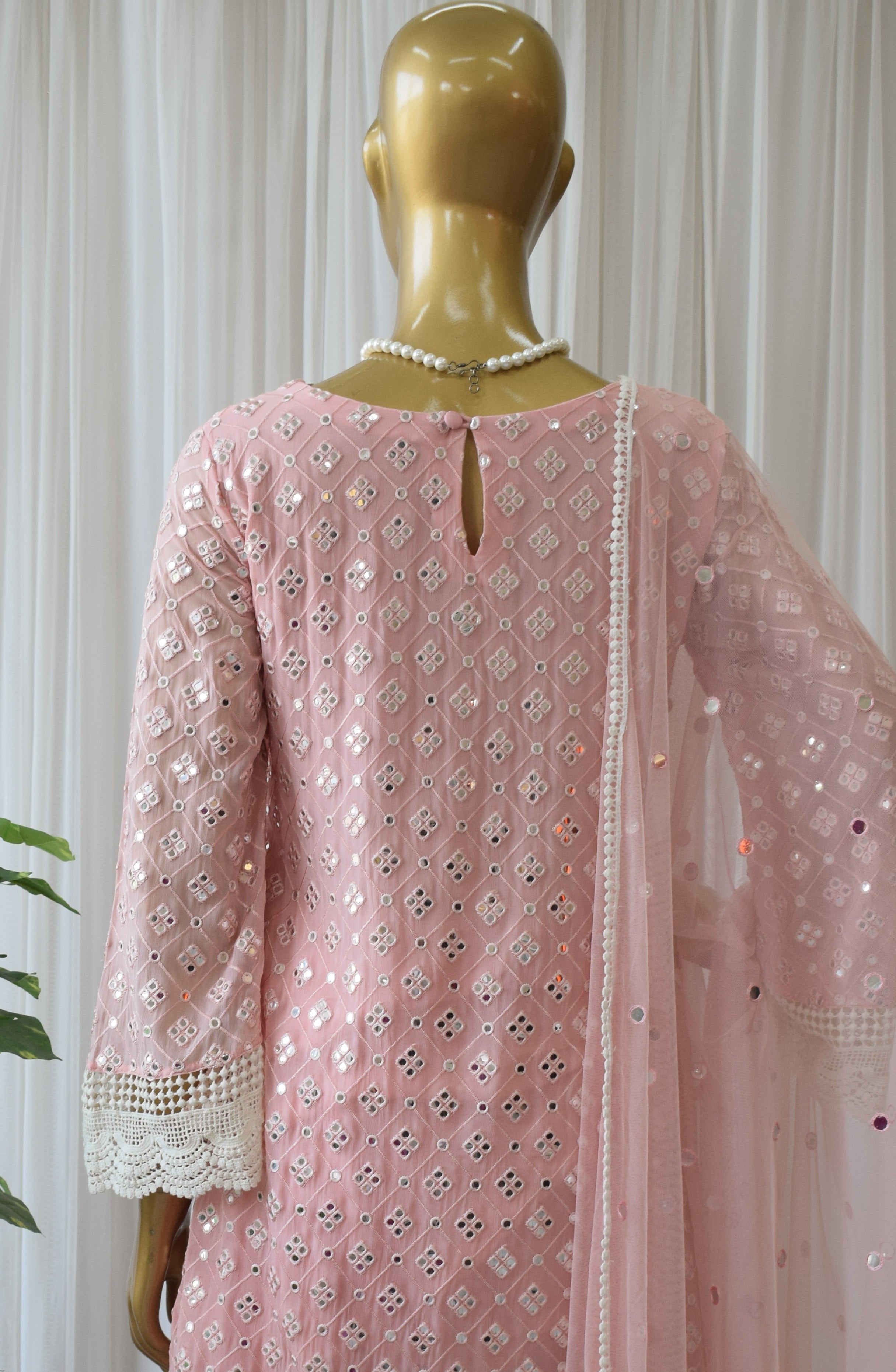 Blush Mirrorwork Kurta With Dhoti Pant