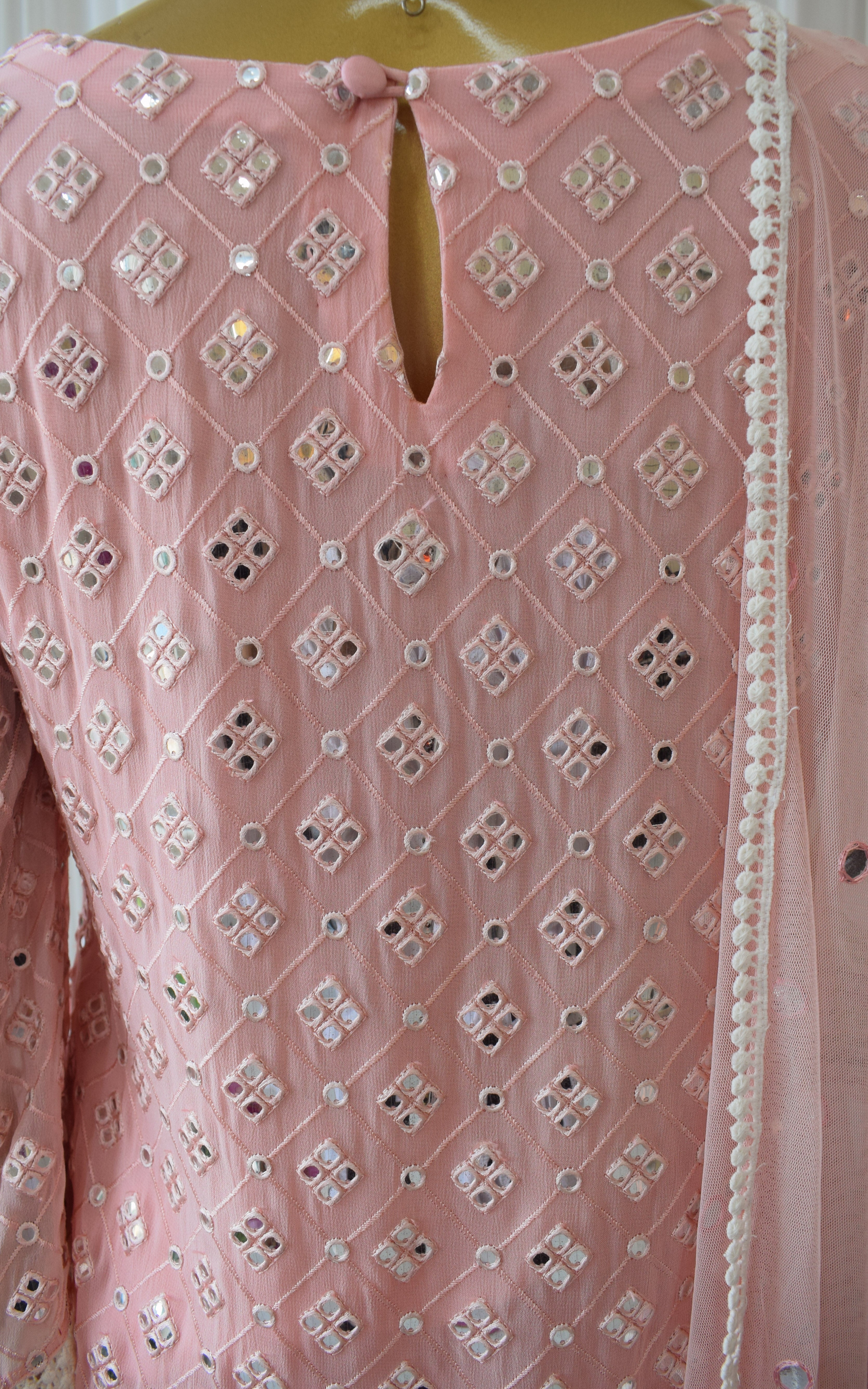 Blush Mirrorwork Kurta With Dhoti Pant