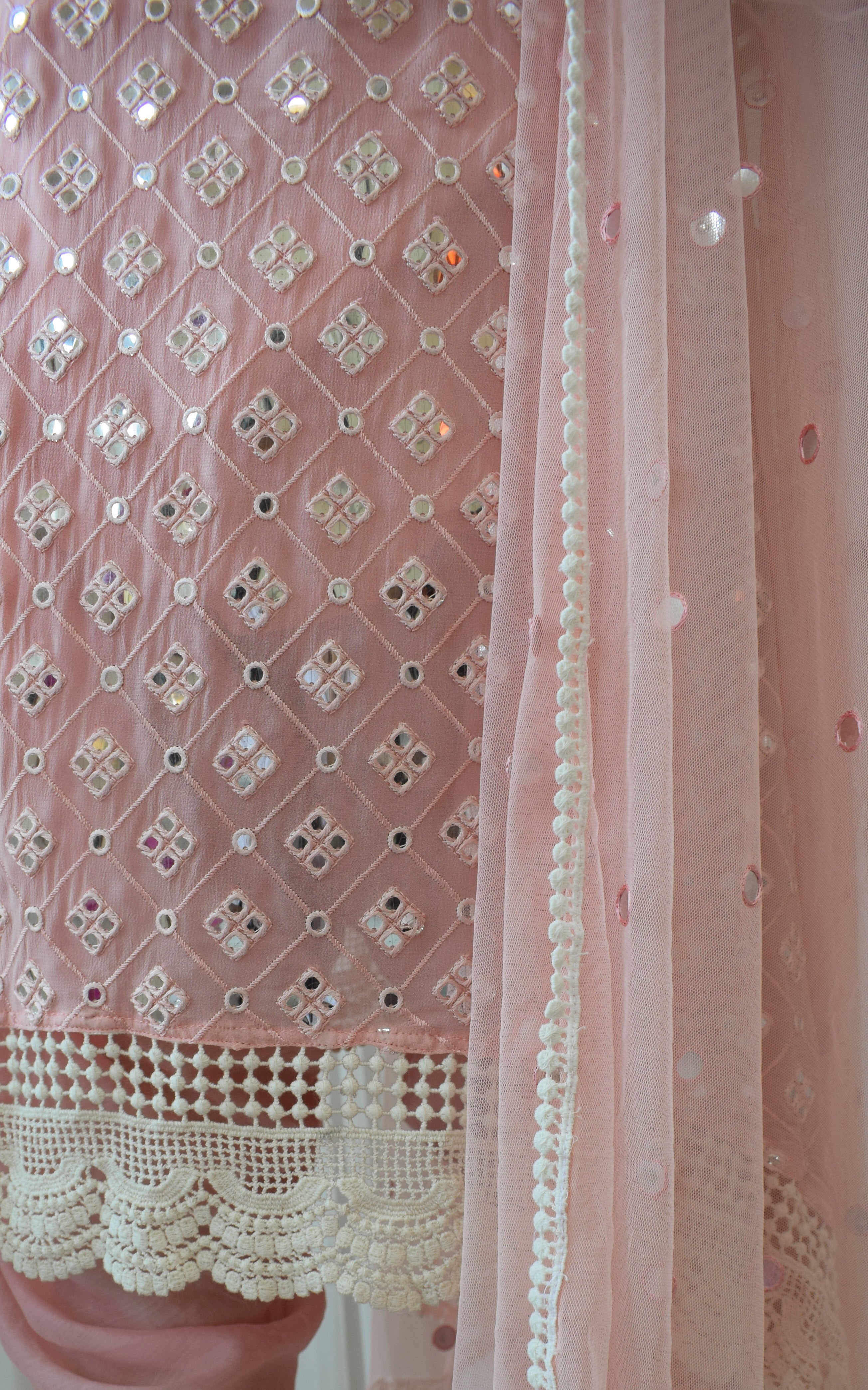 Blush Mirrorwork Kurta With Dhoti Pant