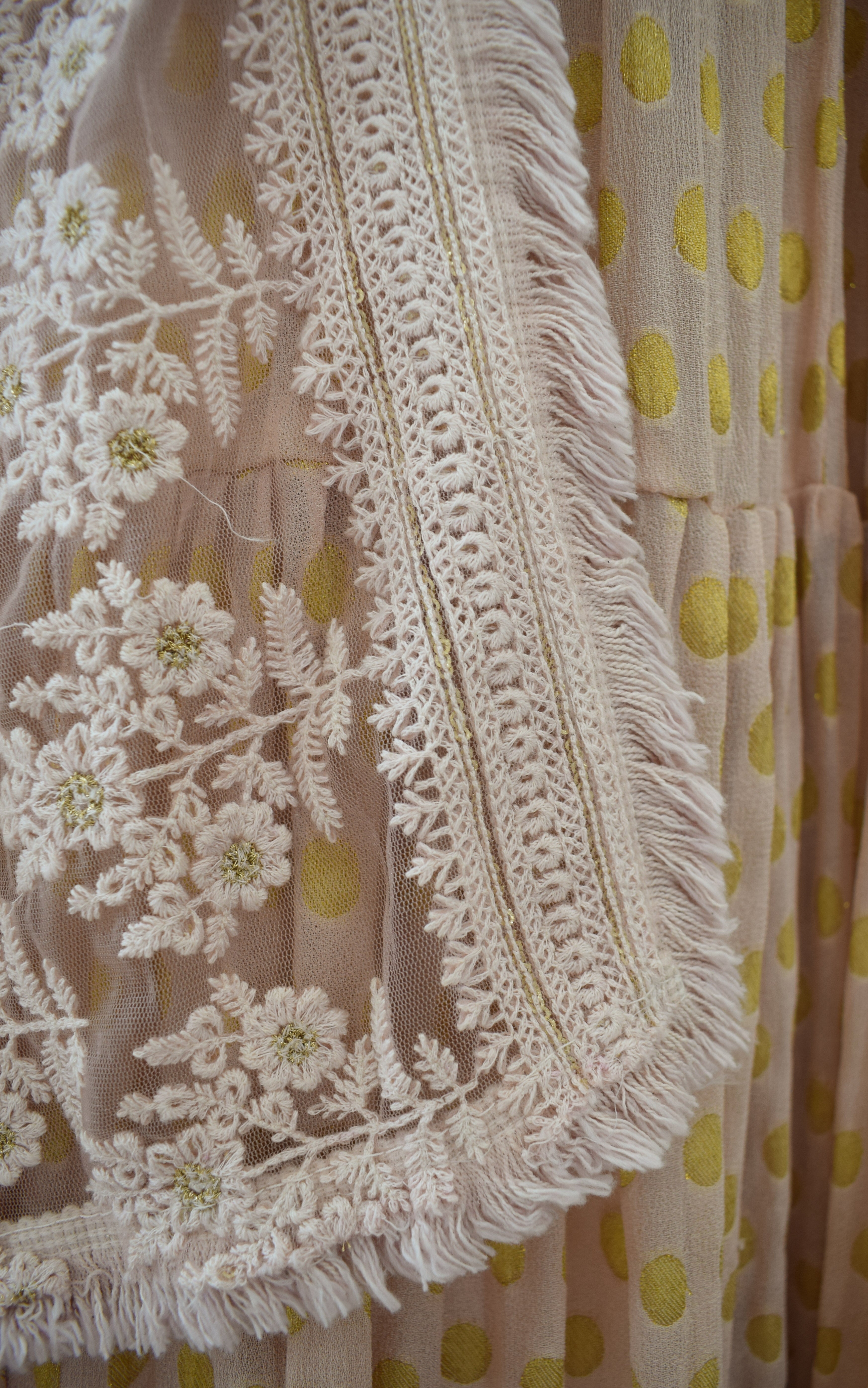 Sand & Gold Polka Dot Lehenga With Embroidered Dupatta
