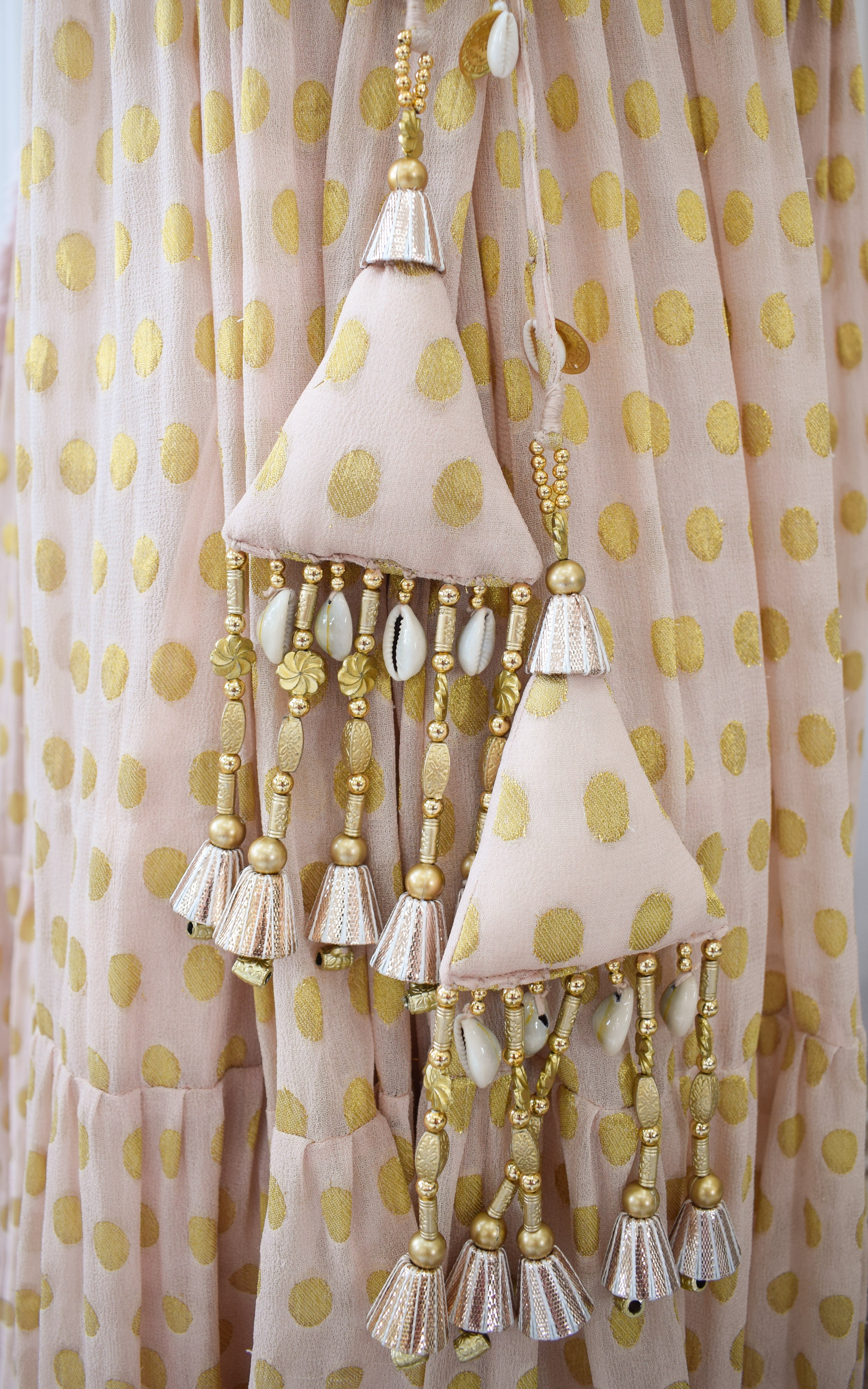 Sand & Gold Polka Dot Lehenga With Embroidered Dupatta