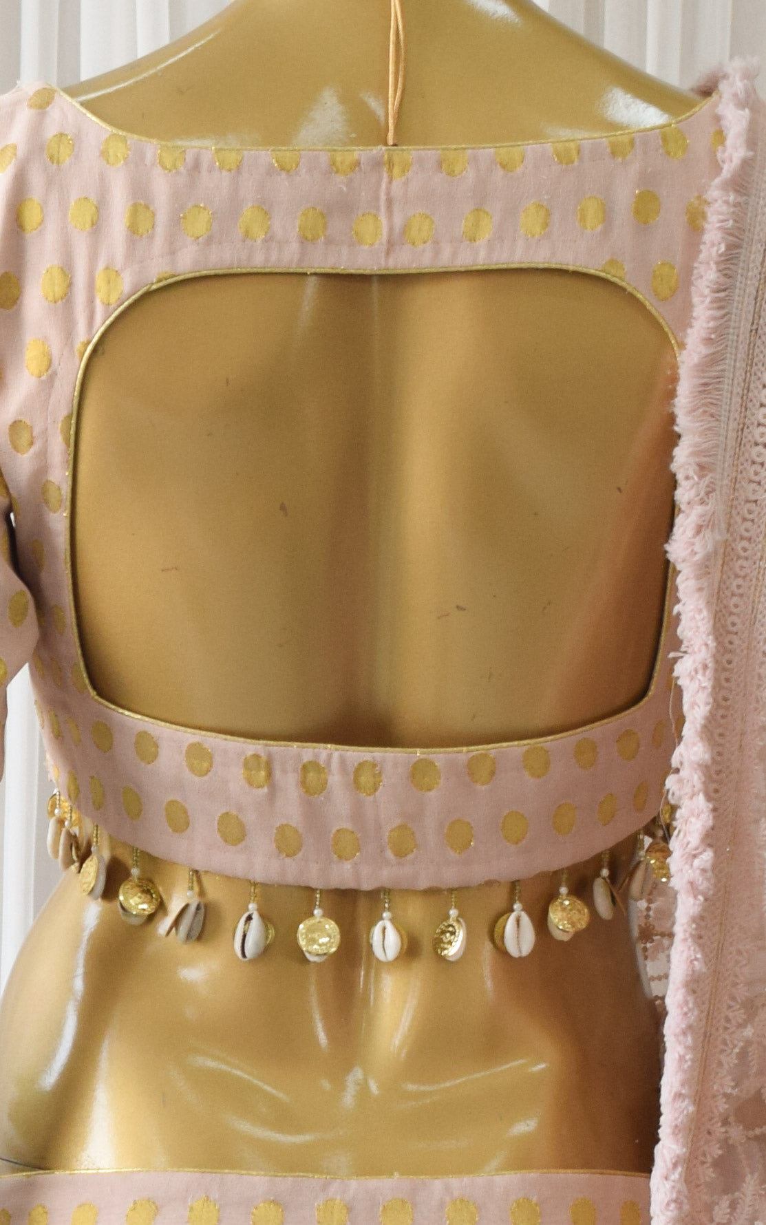 Sand & Gold Polka Dot Lehenga With Embroidered Dupatta