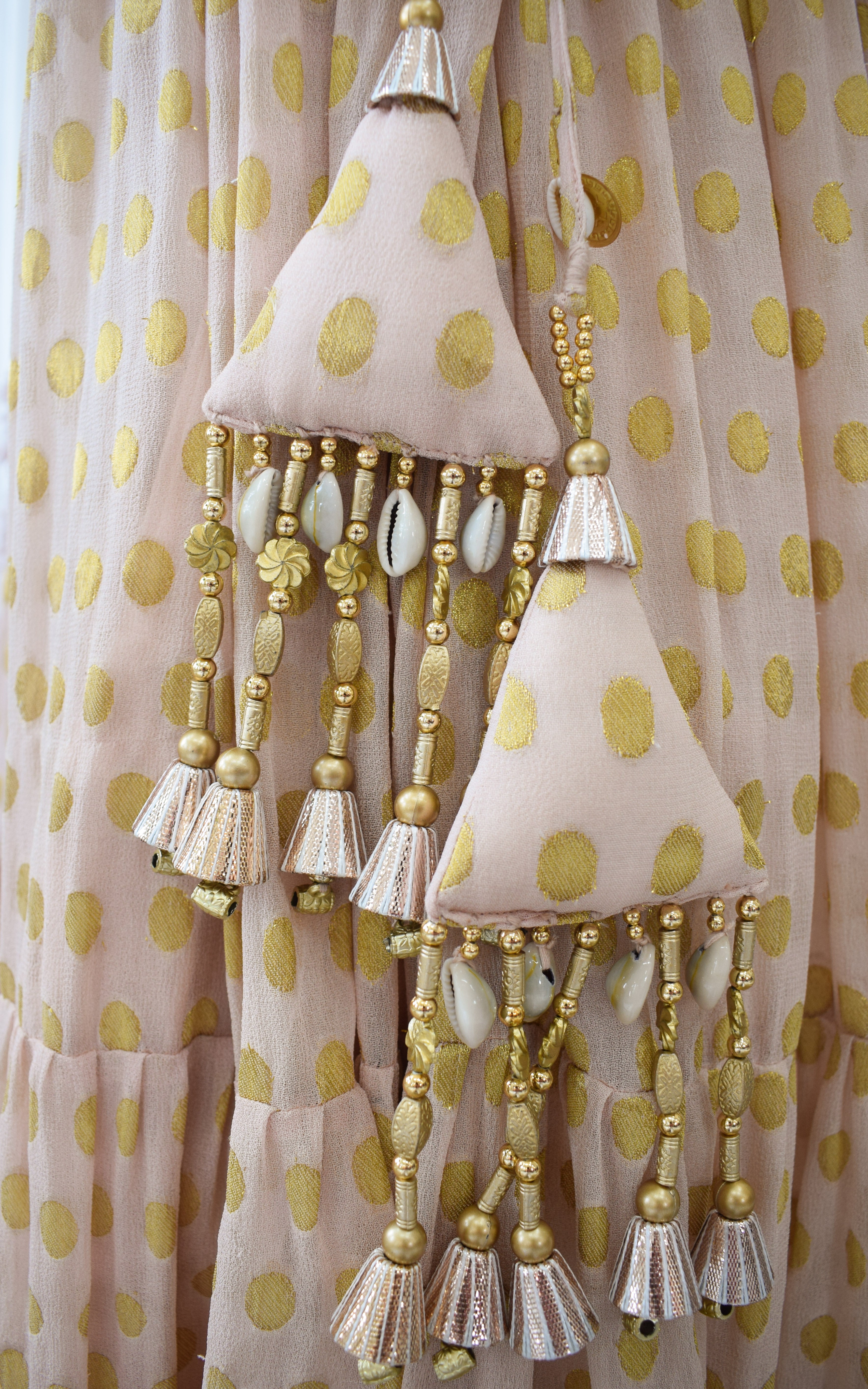 Sand & Gold Polka Dot Lehenga With Embroidered Dupatta