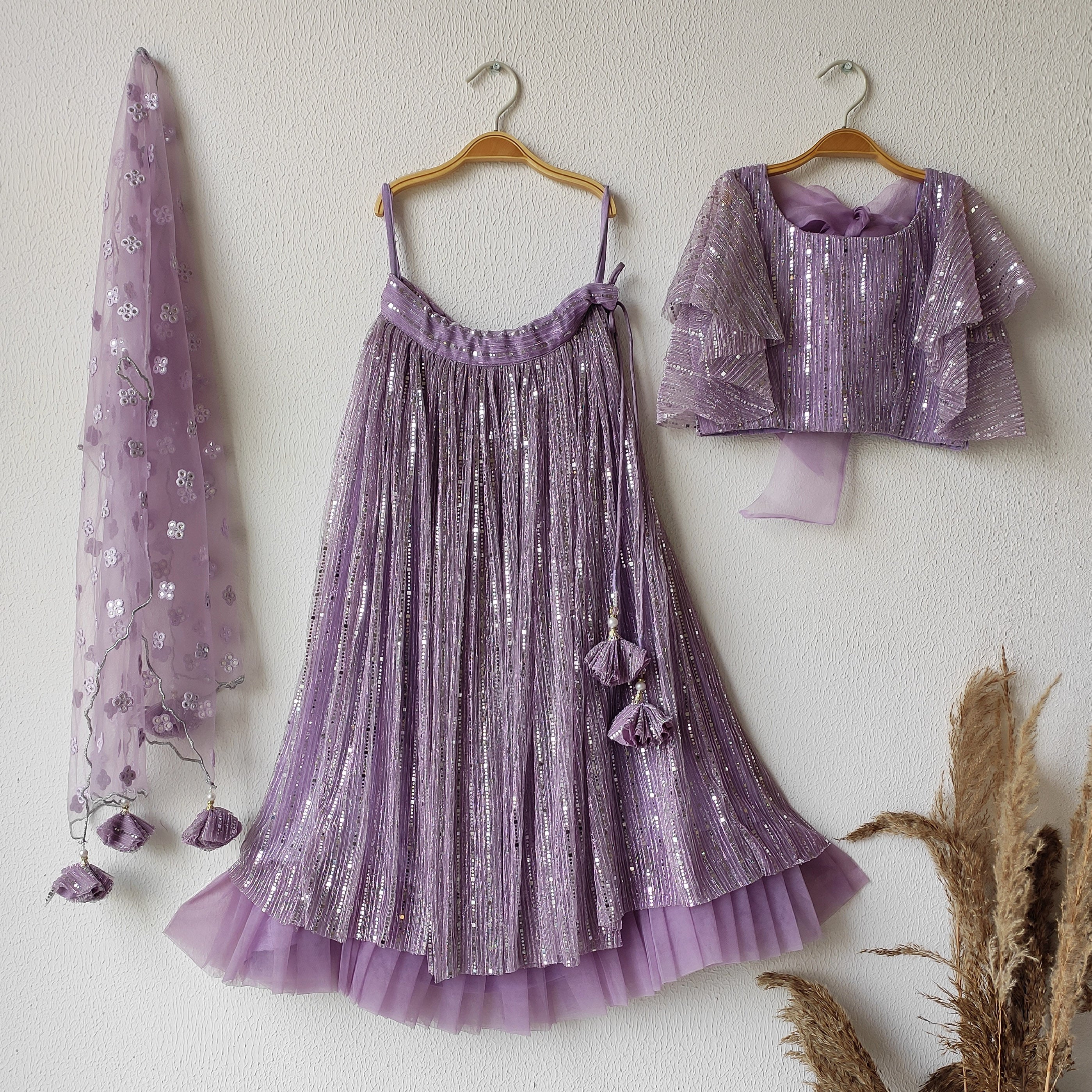 Lilac Shimmer Kids Lehenga