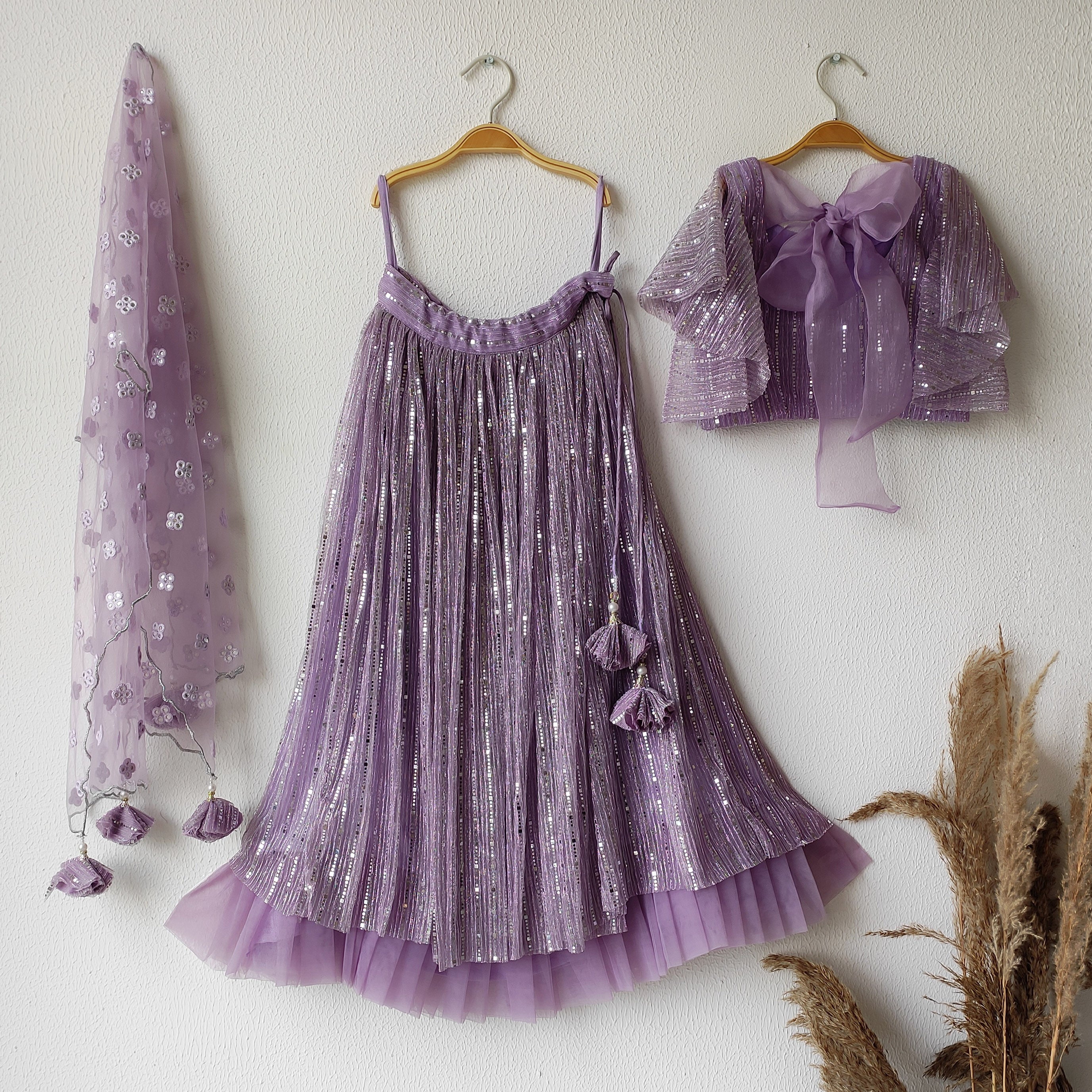 Lilac Shimmer Kids Lehenga