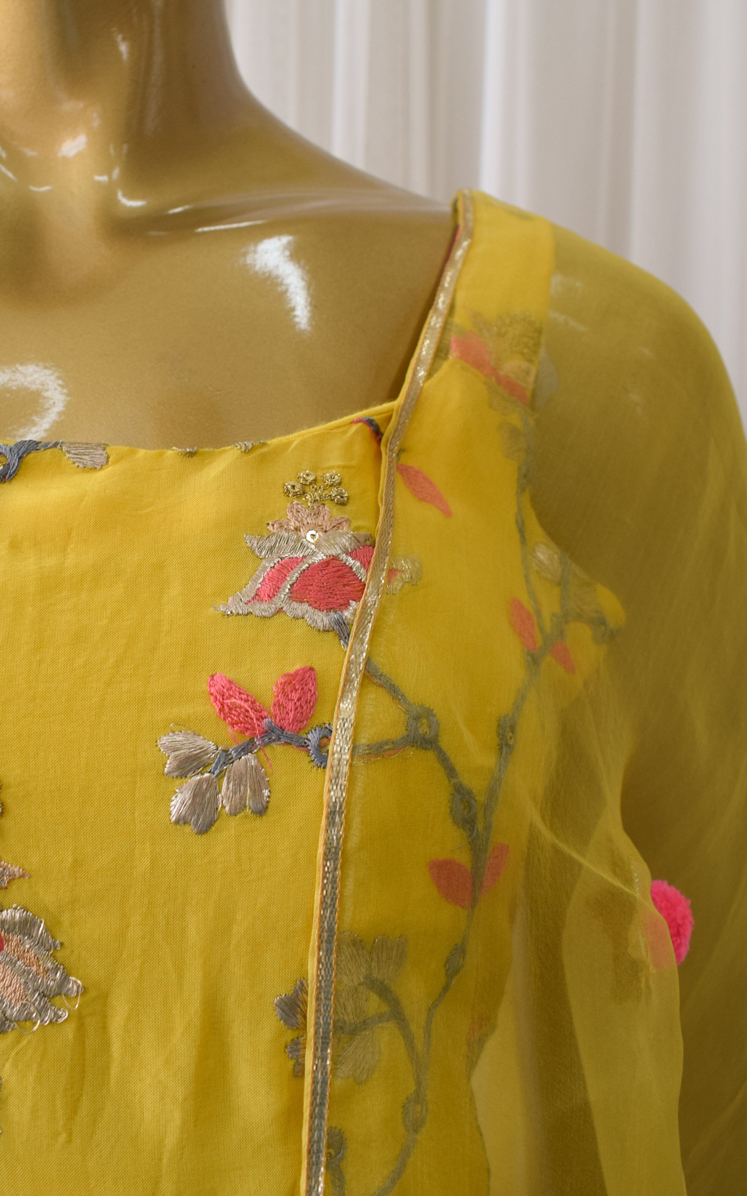 Pooja Banerjee Yellow Embroidered Sharara Set