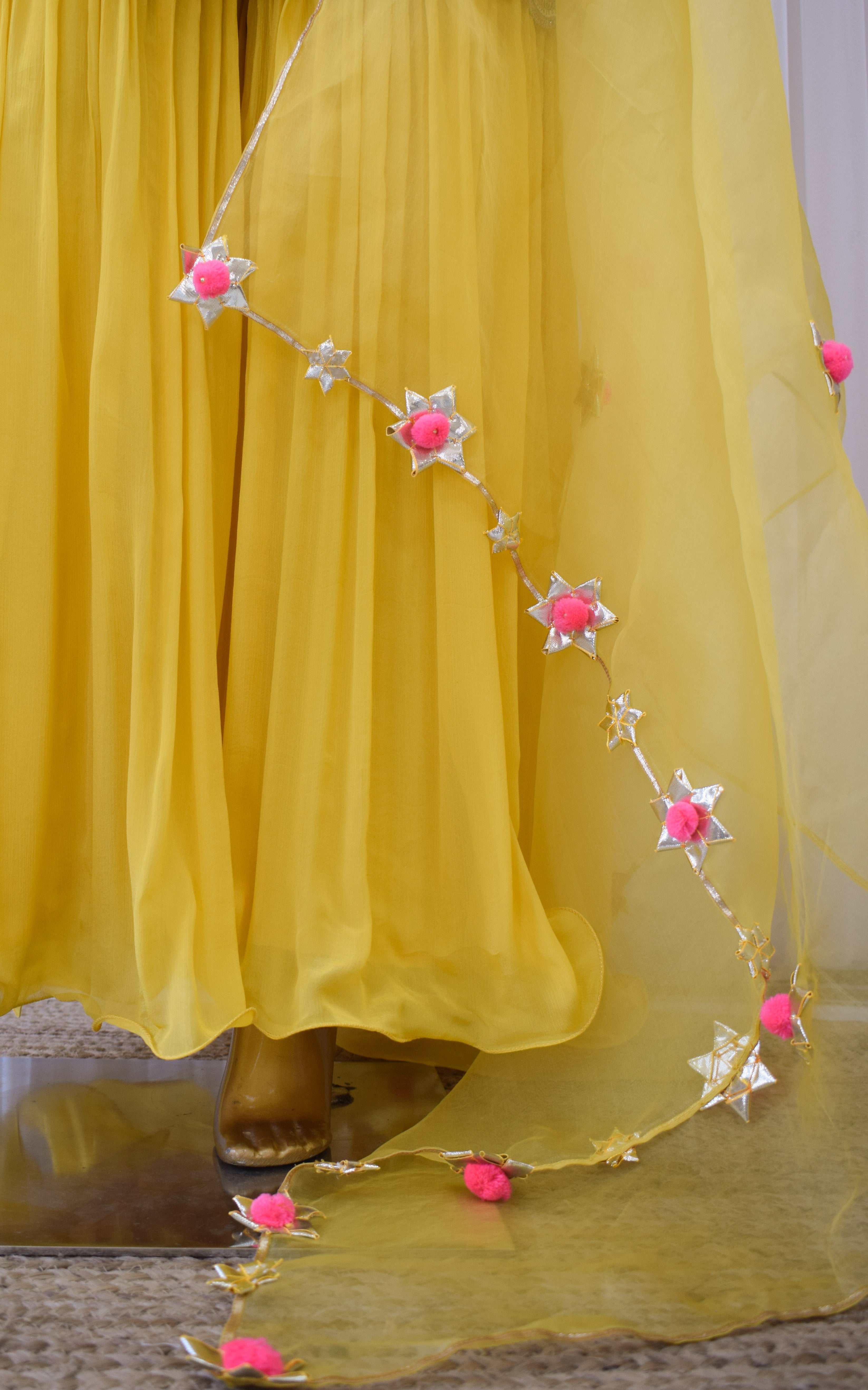 Pooja Banerjee Yellow Embroidered Sharara Set