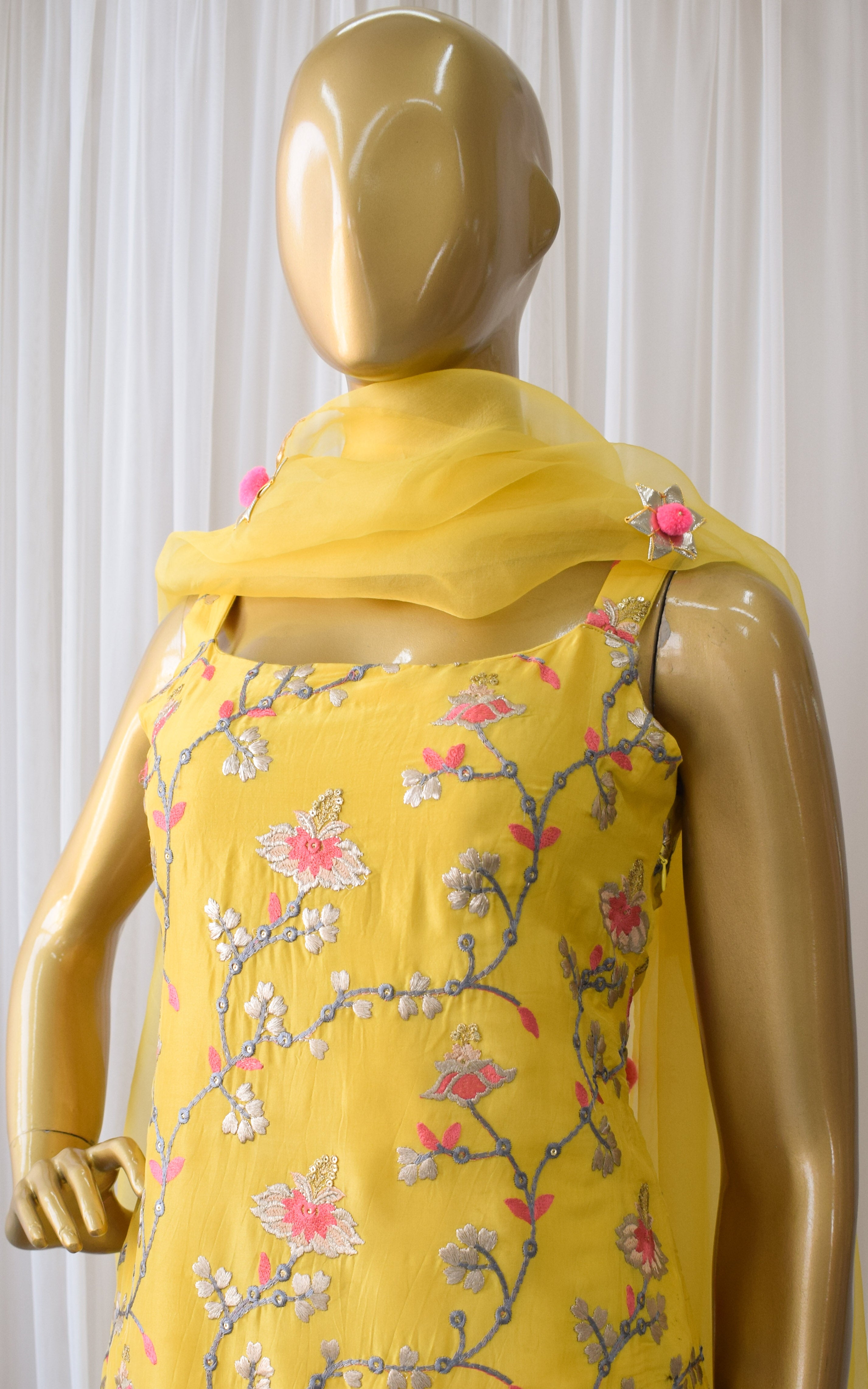 Pooja Banerjee Yellow Embroidered Sharara Set
