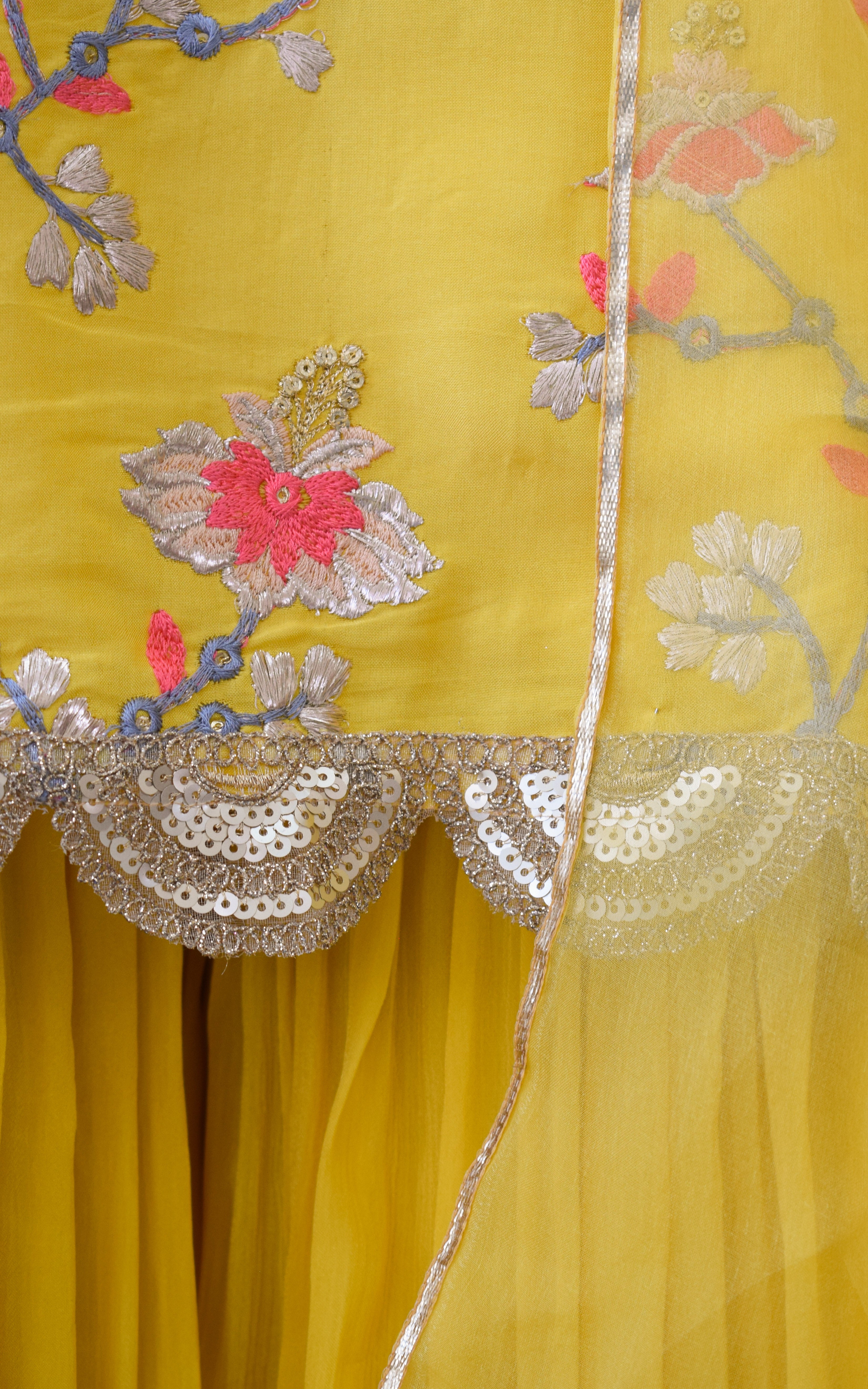 Pooja Banerjee Yellow Embroidered Sharara Set