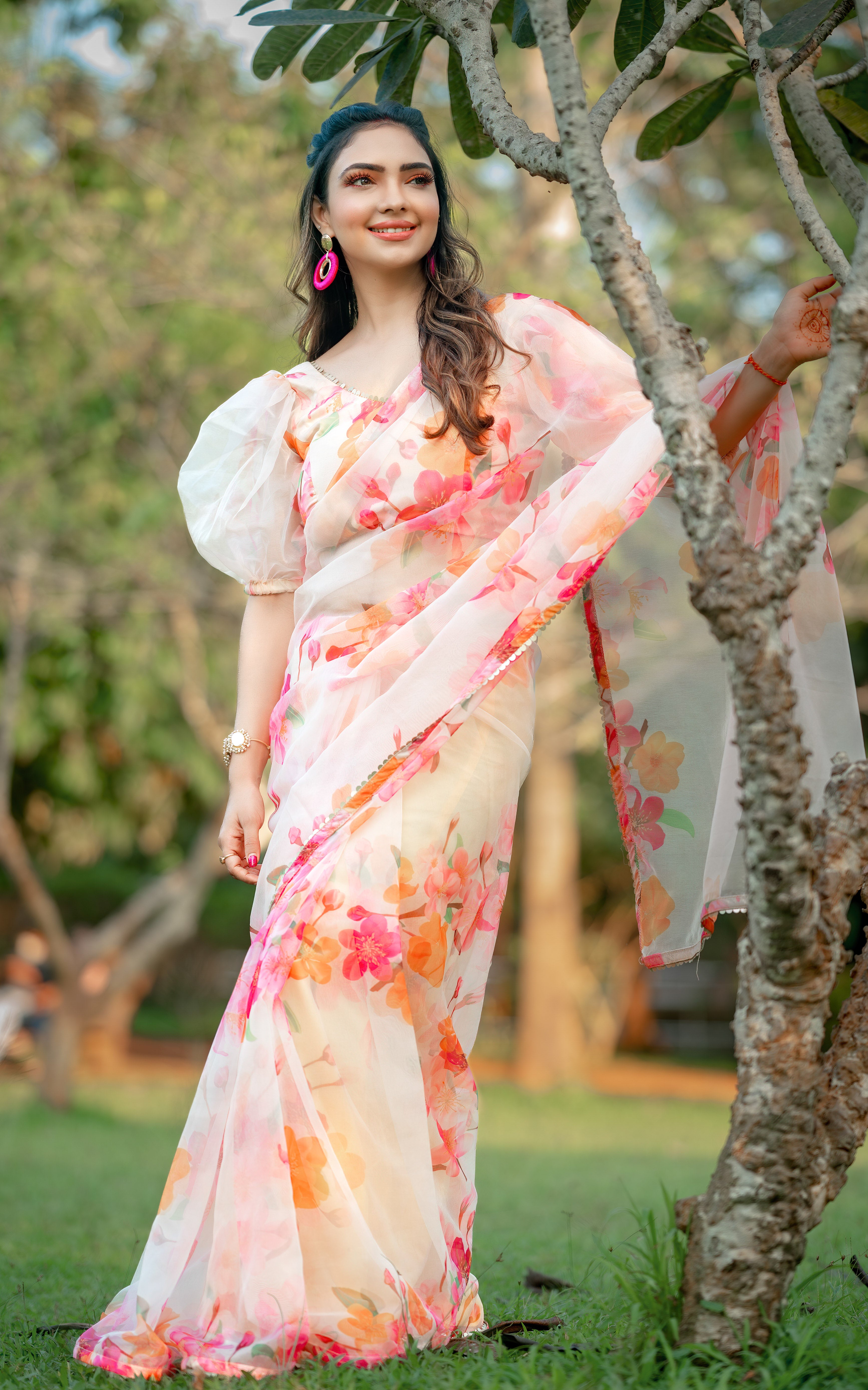 Pooja Banerjee Bloom Floral Organza Saree