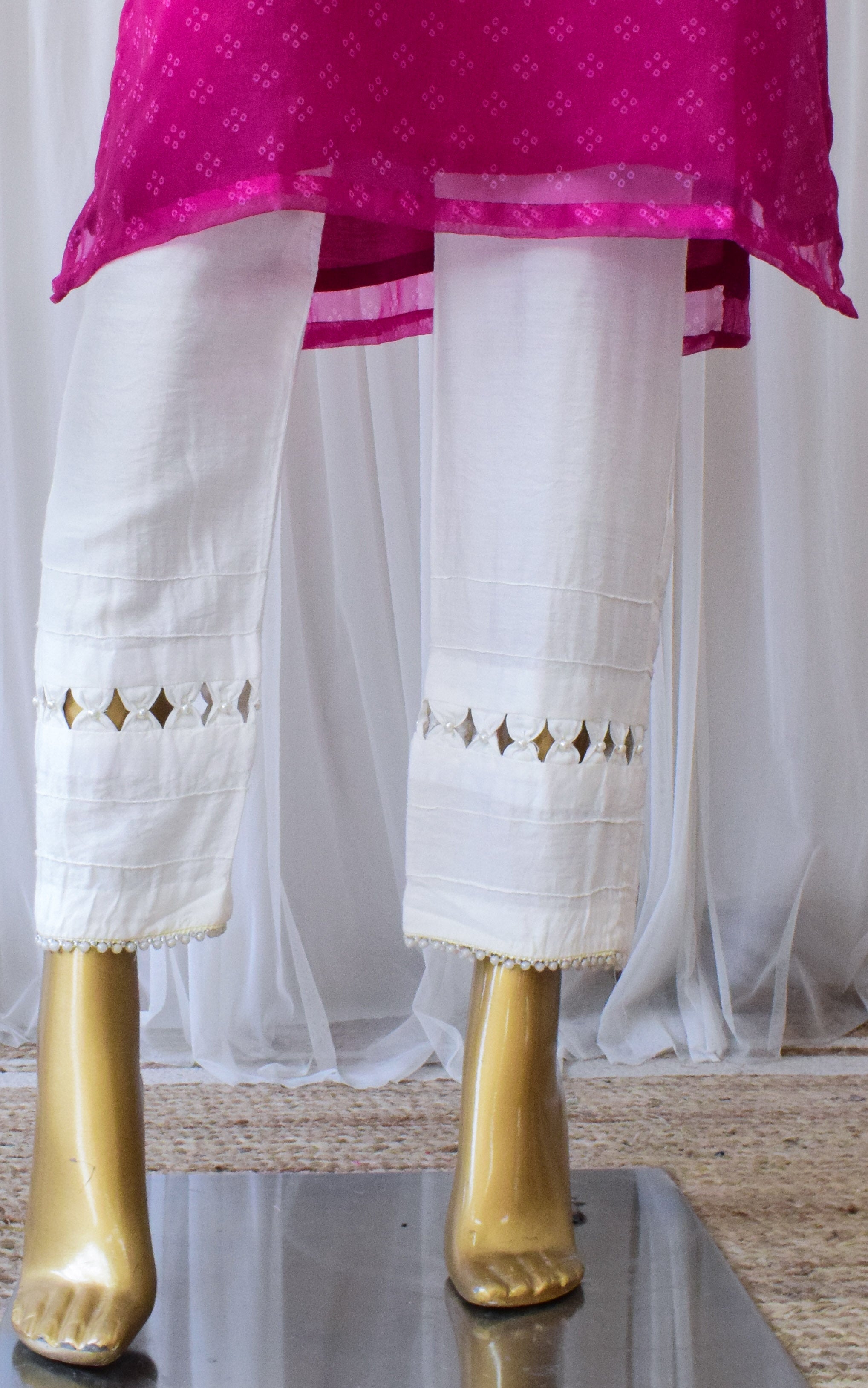 Rani Bandhej Organza Kurta Set