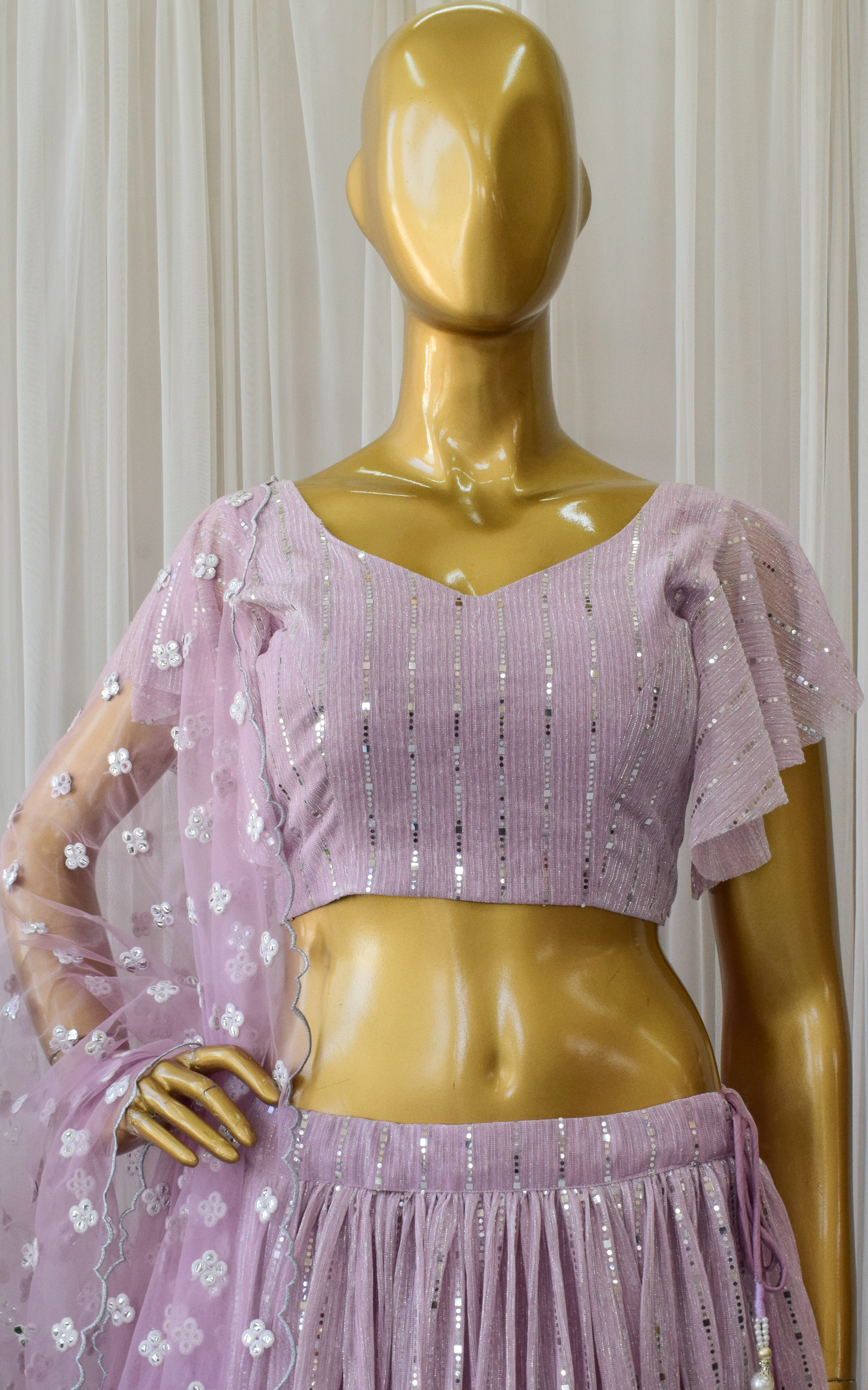 Champagne Pink Shimmer Lehenga