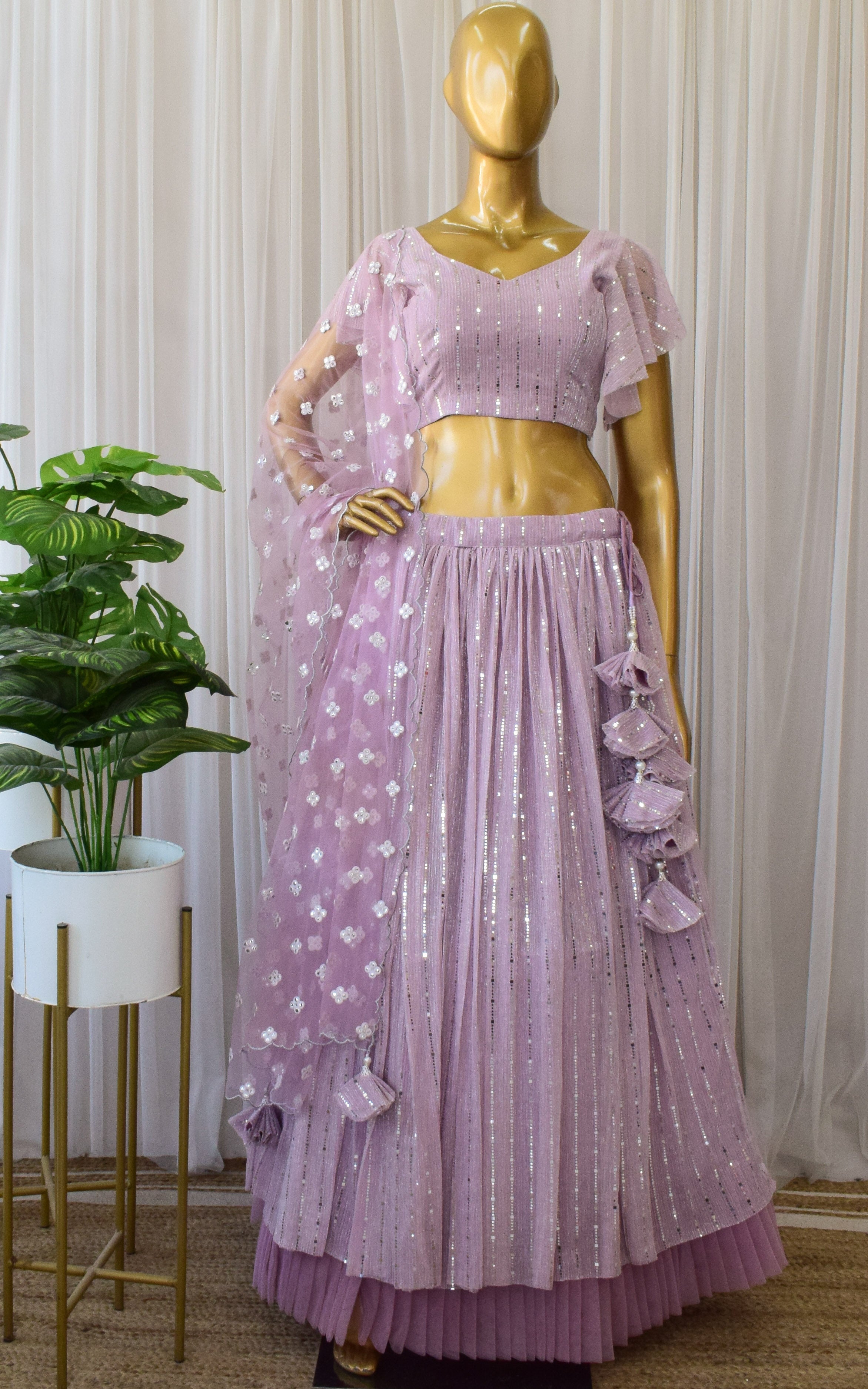 Champagne Pink Shimmer Lehenga