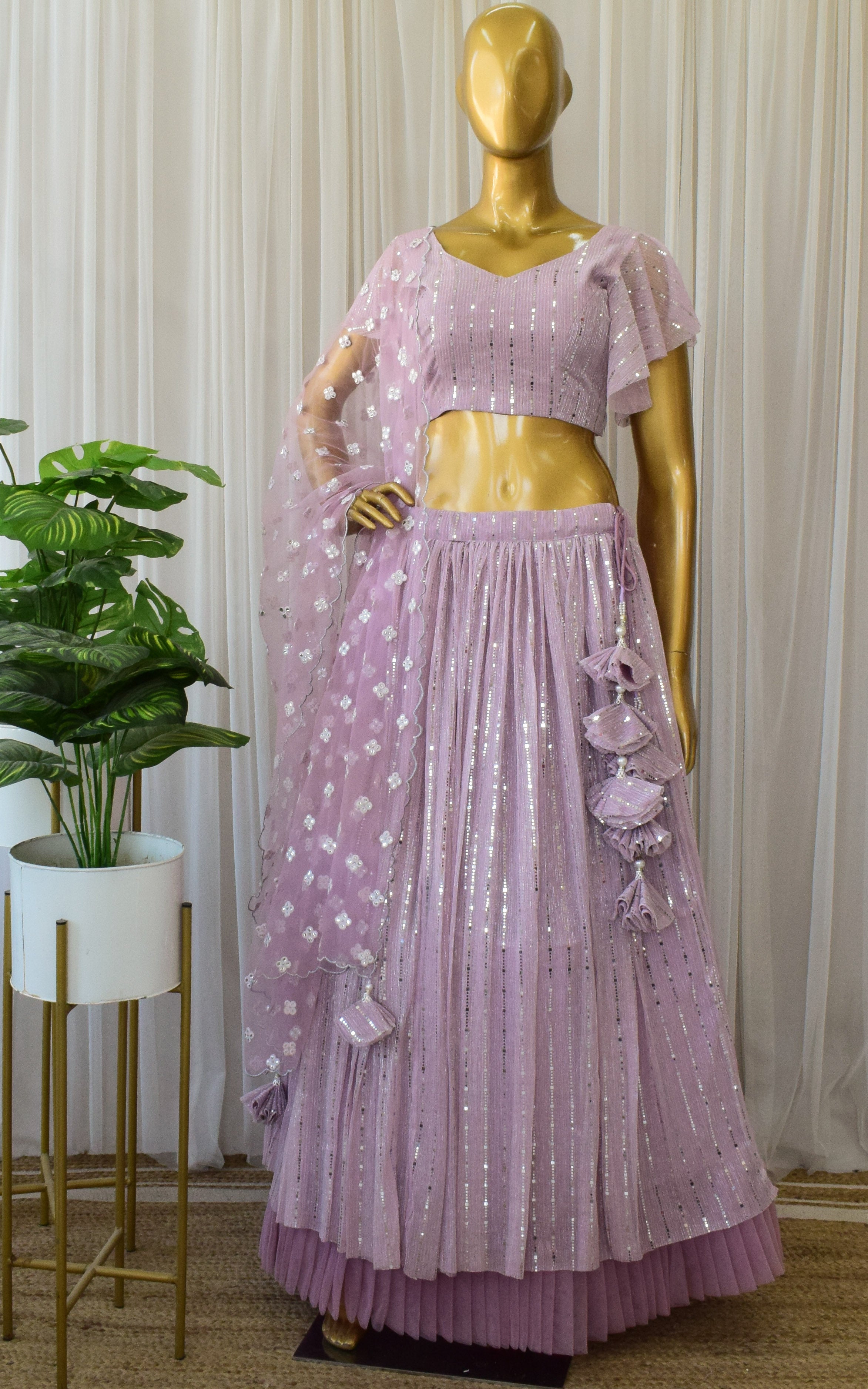 Champagne Pink Shimmer Lehenga