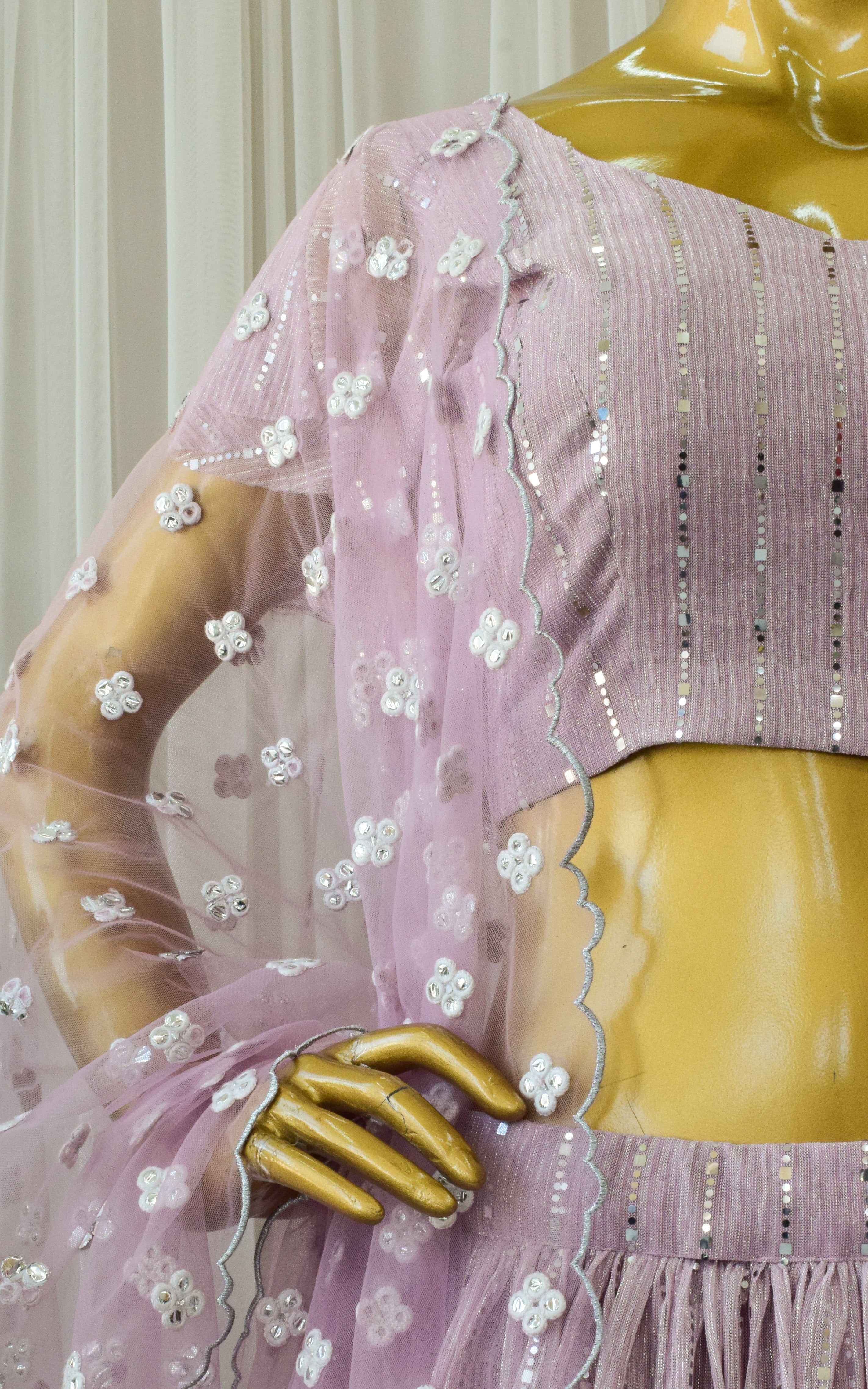 Champagne Pink Shimmer Lehenga