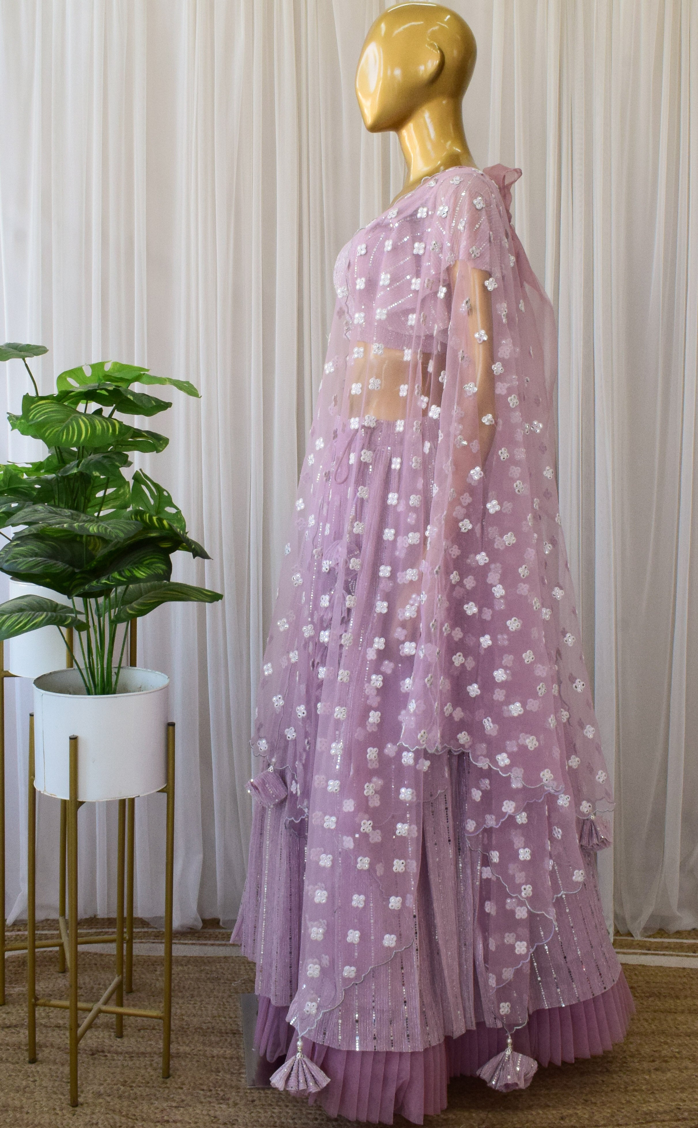 Champagne Pink Shimmer Lehenga