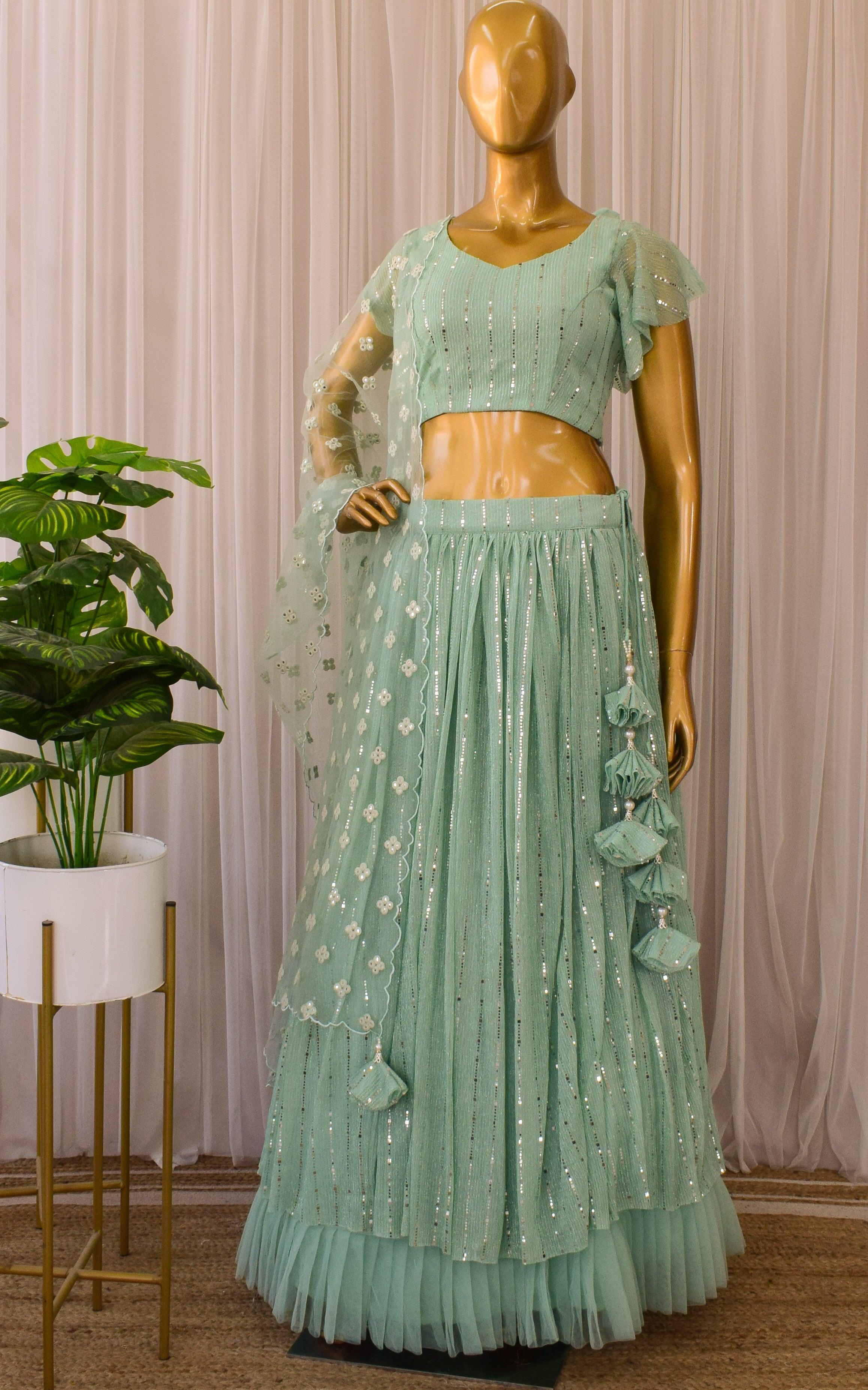 Mint Green Shimmer Lehenga