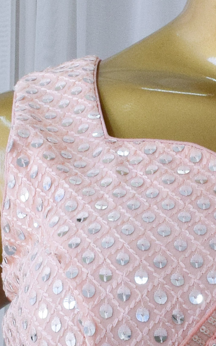 Light Pink Printed Georgette Saree