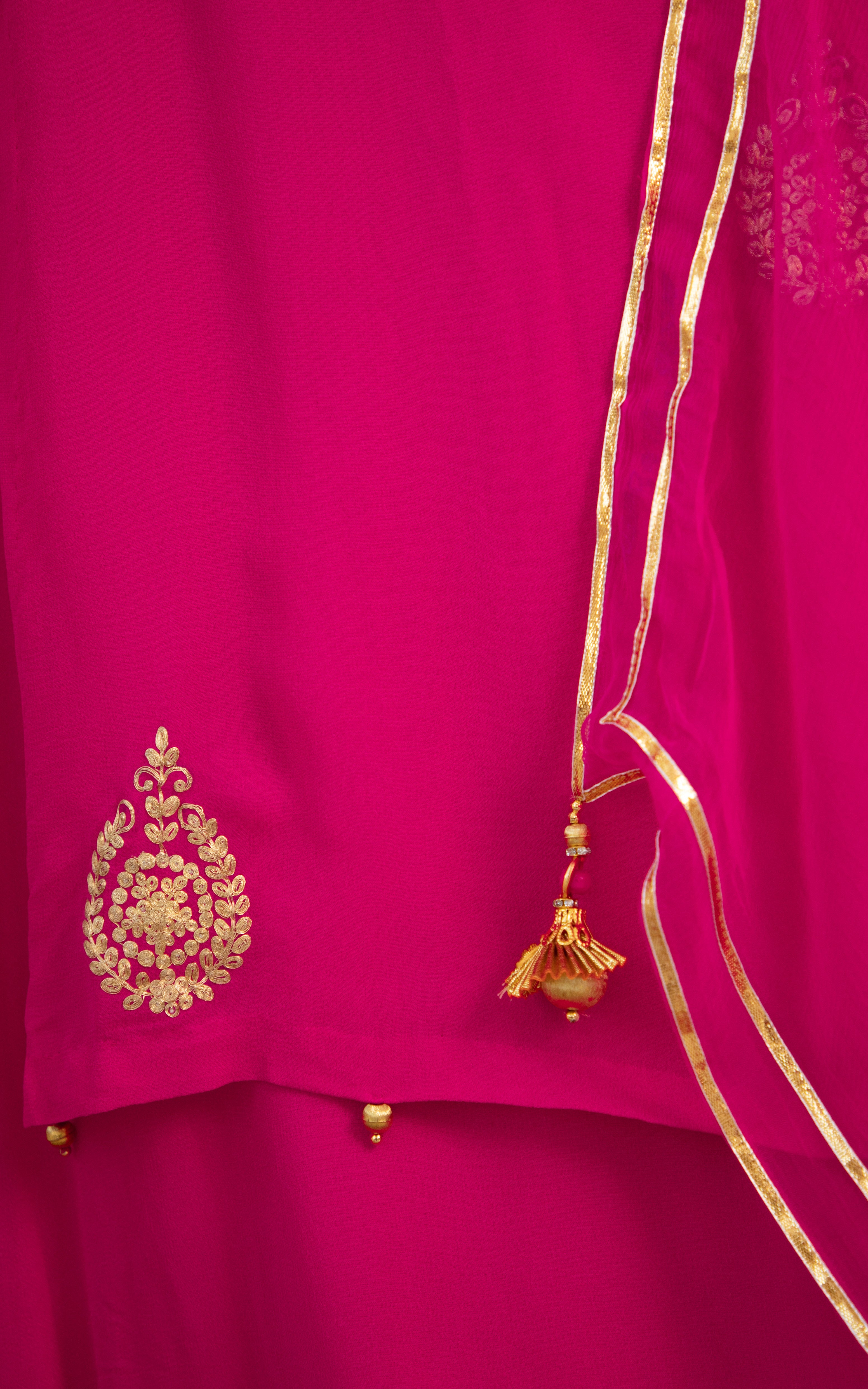 Fuchsia Pittan Dress with Chiffon Dupatta
