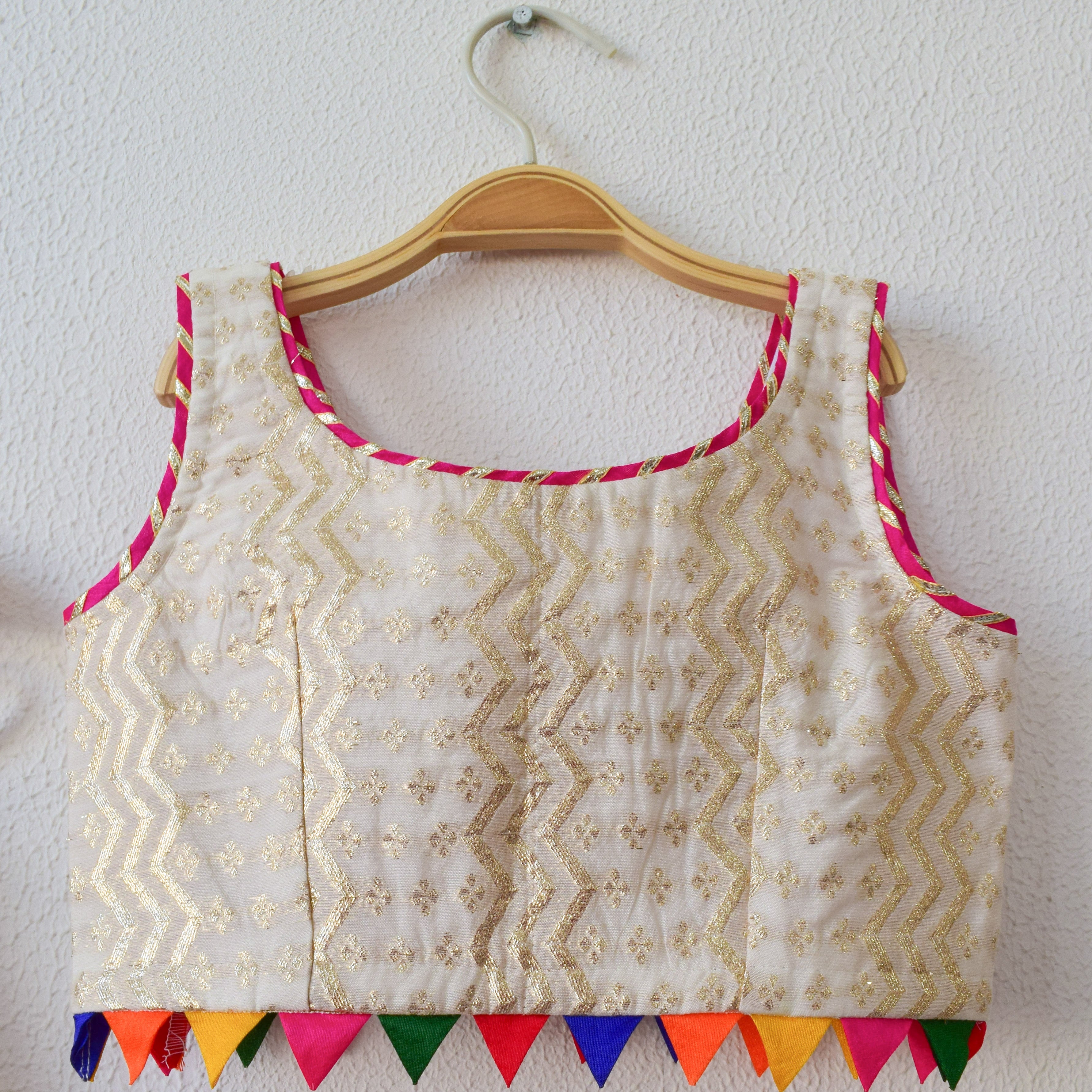 Off White Banarsi Kids Lehenga