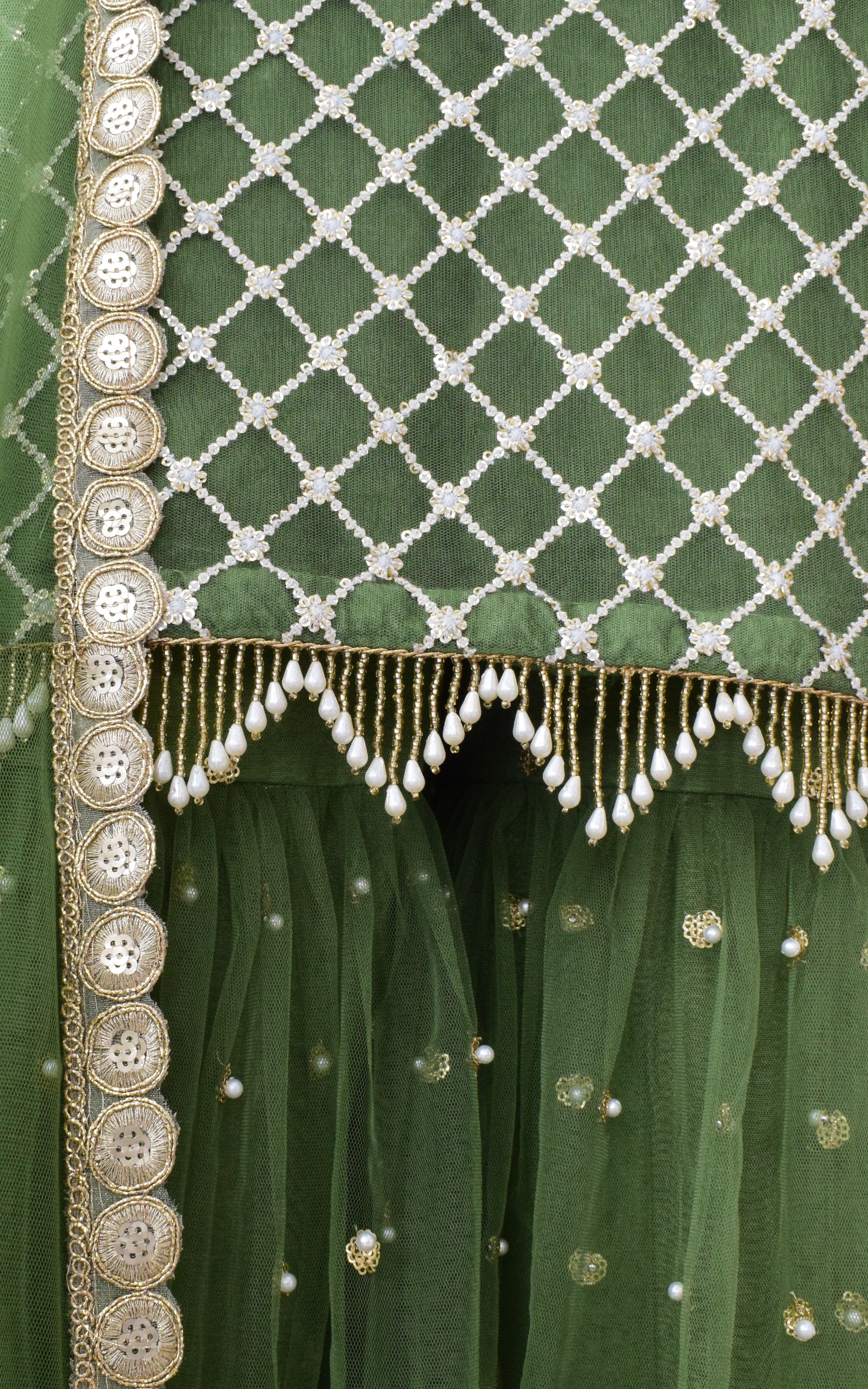 Olive Green Embellished Gharara Set